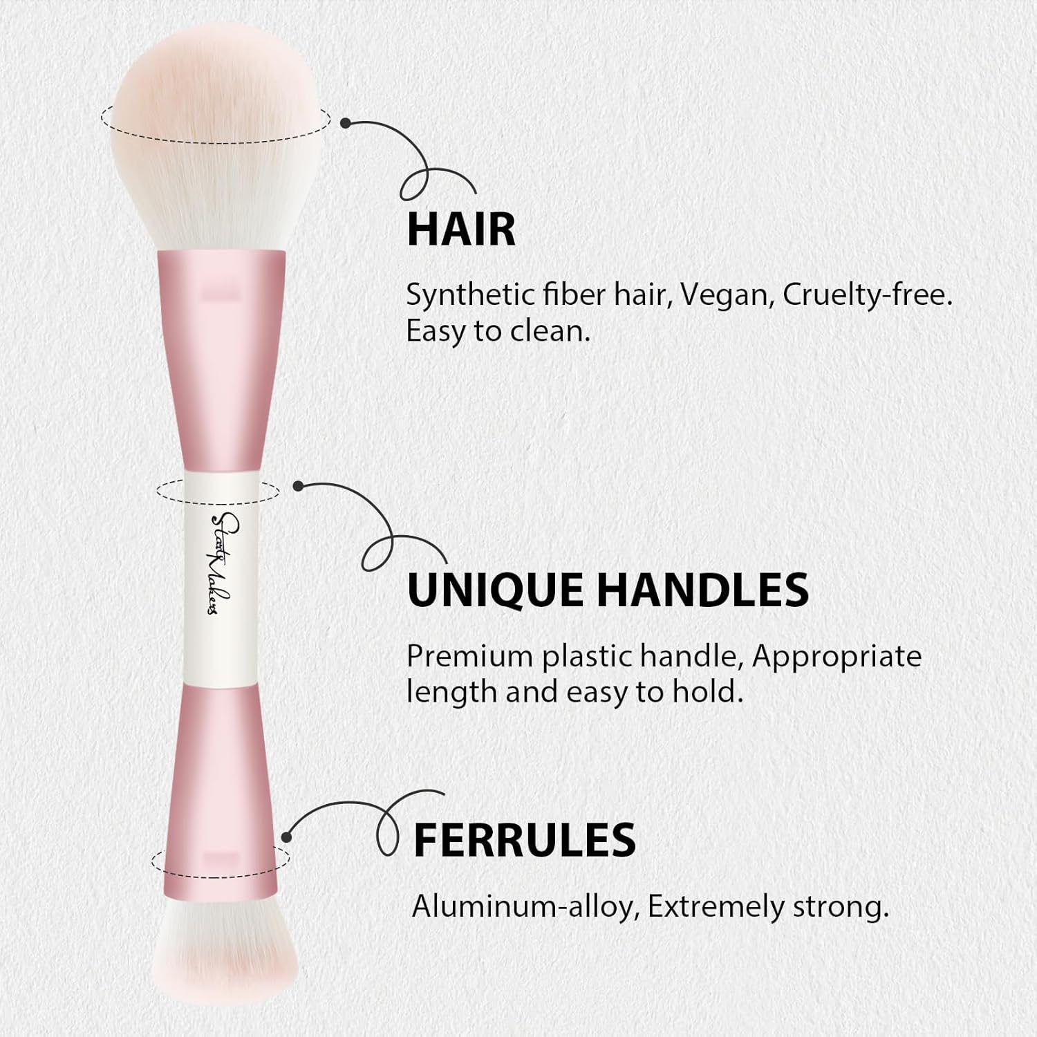 Start Makers Makeup Brushes 5Pcs Double Ended Makeup Brush Set with Foundation Brush Concealer Blush Contour Eyeshadow Brushes for Liquid Powder Cream image number 2