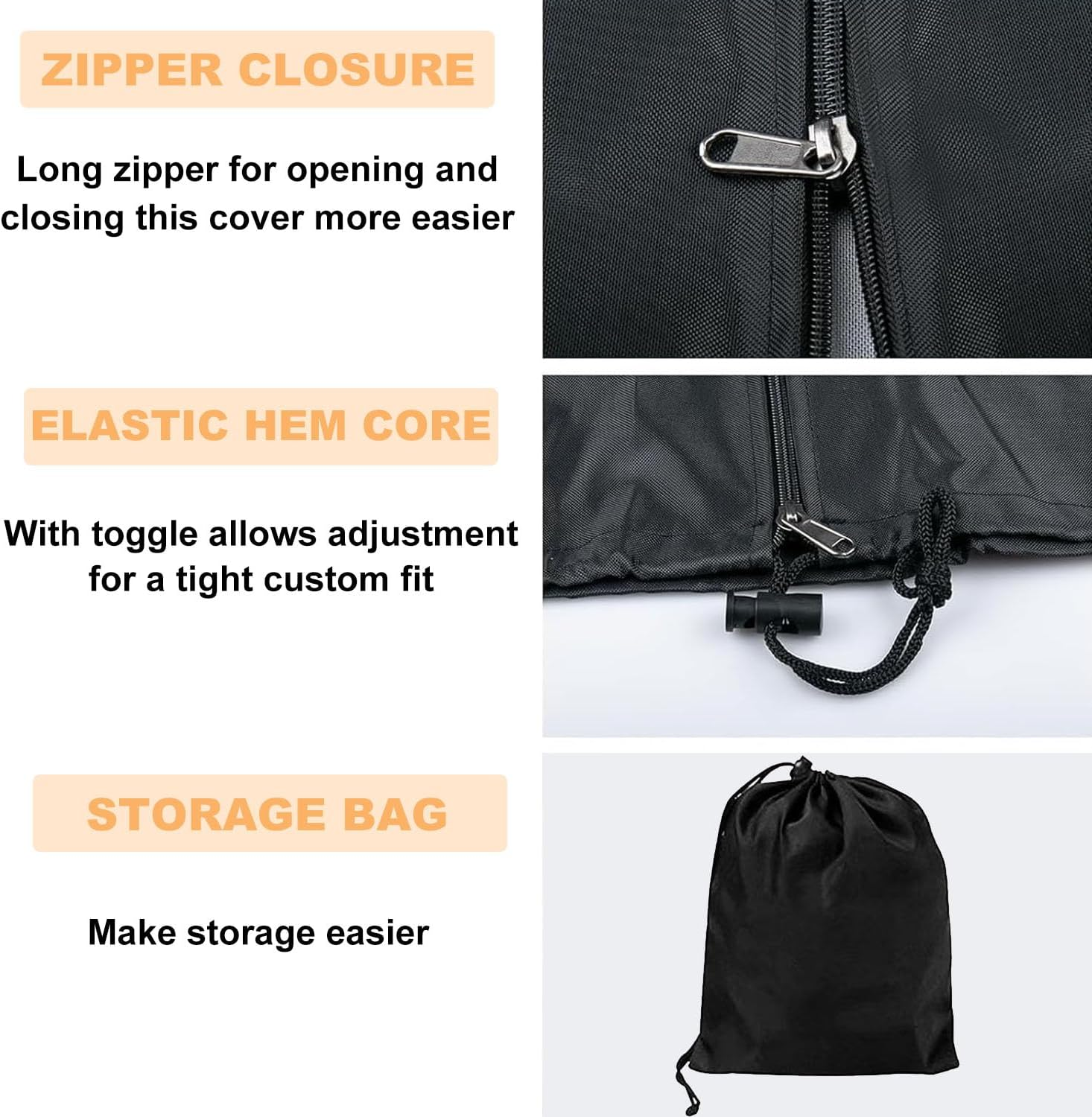 Patio Umbrella Cover, Black Waterproof Patio Parasol Covers with Zipper and Storage Bag, Outdoor Garden Windproof Anti-Uv Protective Cover Fit for 2-3M Outdoor Parasol (240X57X57Cm) image number 4