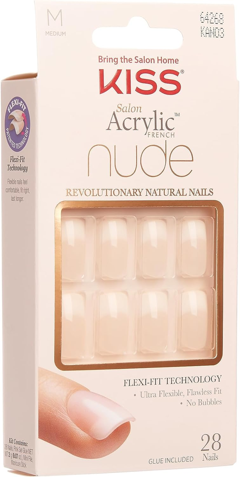 KISS Salon Acrylic Press on Nails, Nail Glue Included, 'Cashmere', French, Medium Size, Squoval Shape, Includes 28 Nails, 2G Glue, 1 Manicure Stick, 1 Mini File image number 6