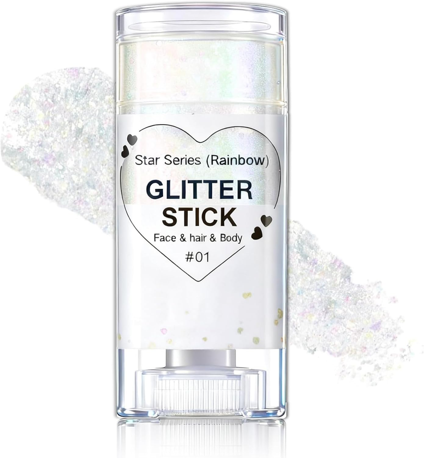 Holographic Body Glitter Gel Stick - Chunky Face & Hair Shimmer, JOMWEN Glue-Free & Waterproof Makeup for Festivals, Raves, Concerts, Halloween Accessories (04 Pink, 1 Pack)