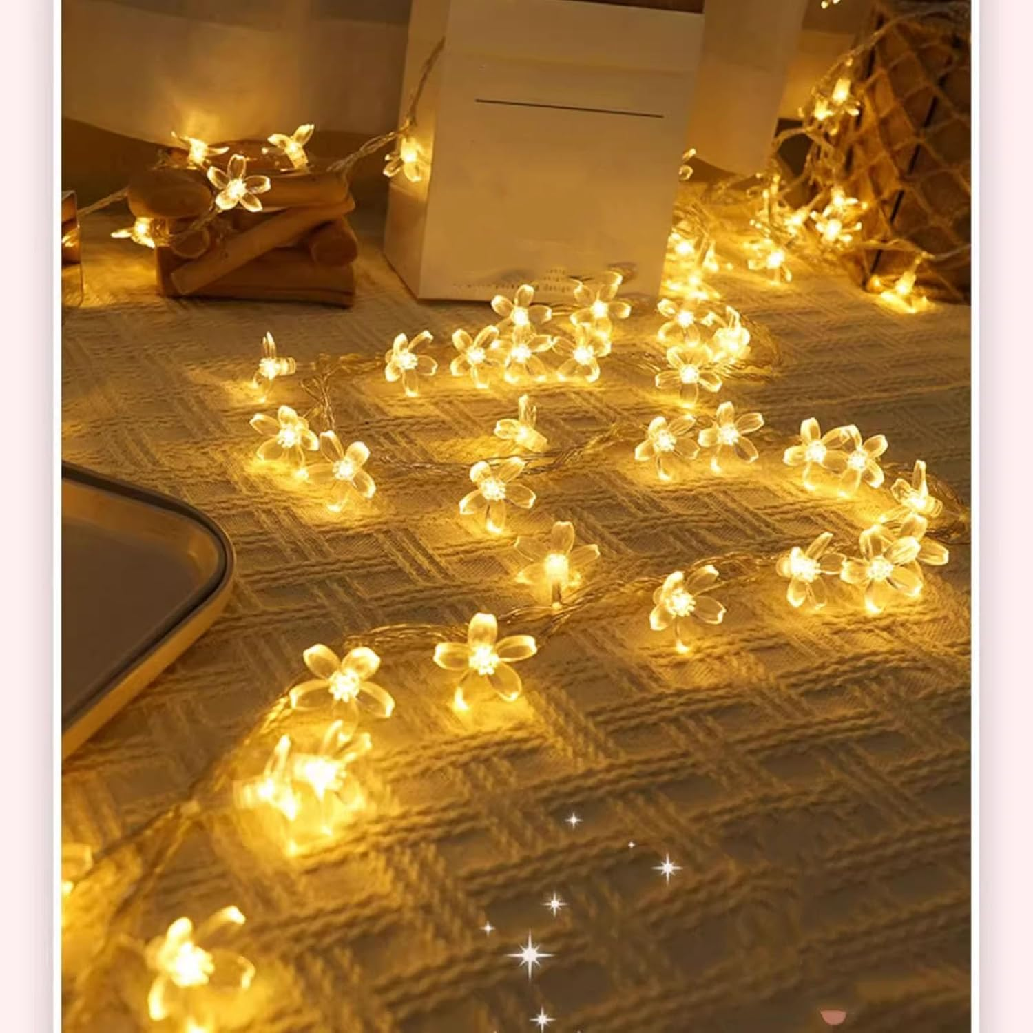 Shgarden Flower String Lights Battery Operated(Not Included) 33FT 80 LED Cherry Blossom Fairy String Lights Floral Lamp for Home Bedroom Party Wedding Christmas Decoration SH0076 (Colorful)