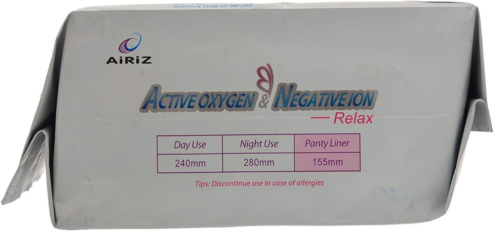 Airiz Active Oxygen and Negative Ion Relax Touchless Soft Cotton Panty Liner -90 Counts (Pack of 3) image number 2