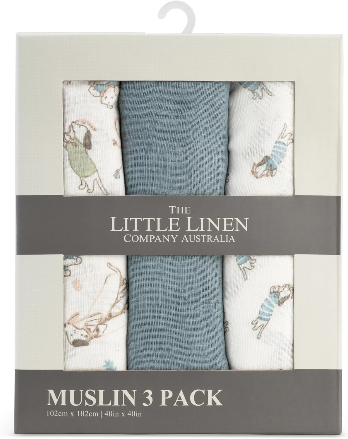 The Little Linen Company Baby Muslin Swaddle Wrap 3Pk - Farmyard Lamb
