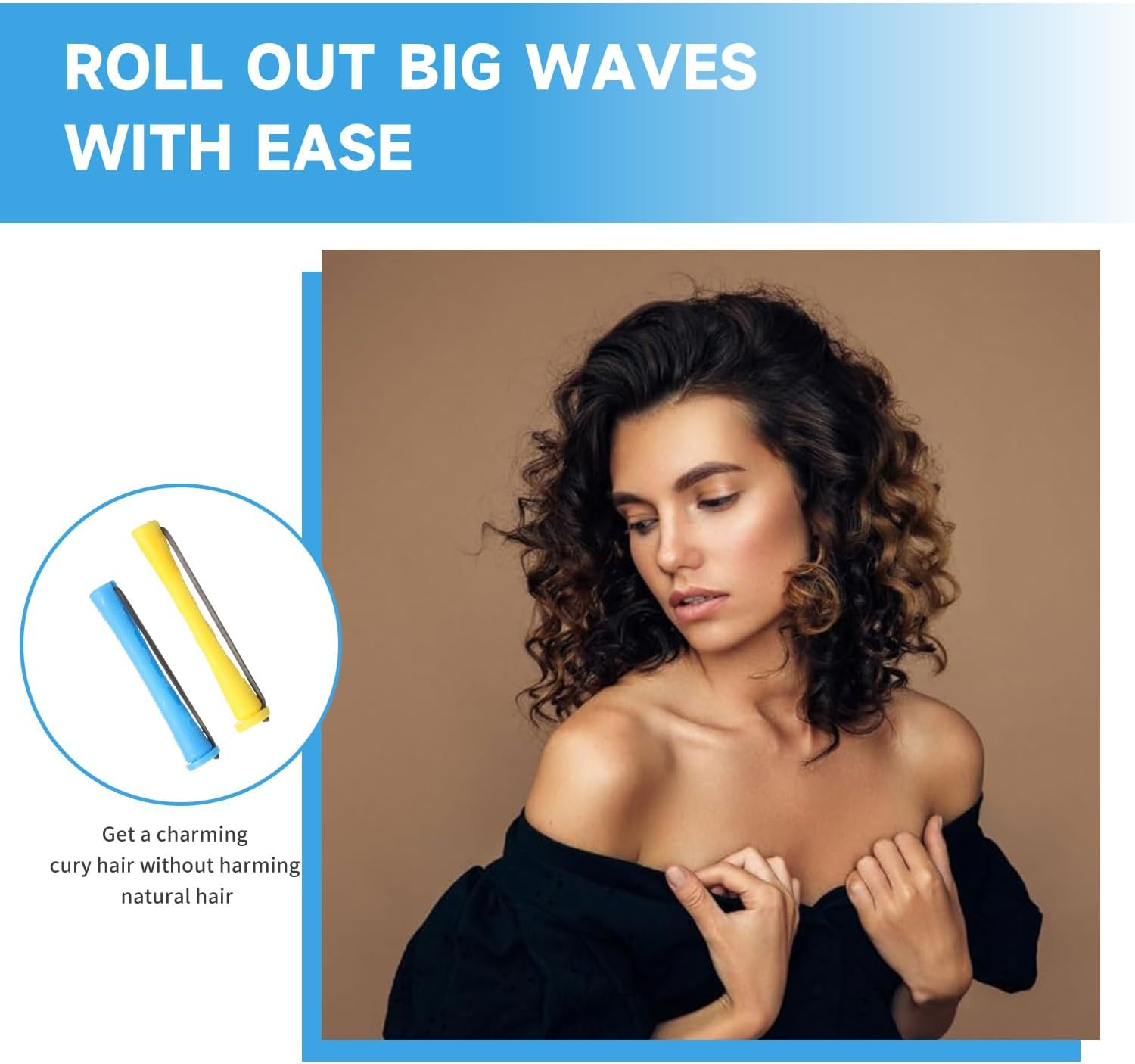 Perm Rollers Small Curlers Small Perm Set Complete 0.35/0.27 Inch Hair Perm Rods with Steel Spit Comb for Long Short Hair Styling Tool Blue/Yellow Pack of 24 image number 6