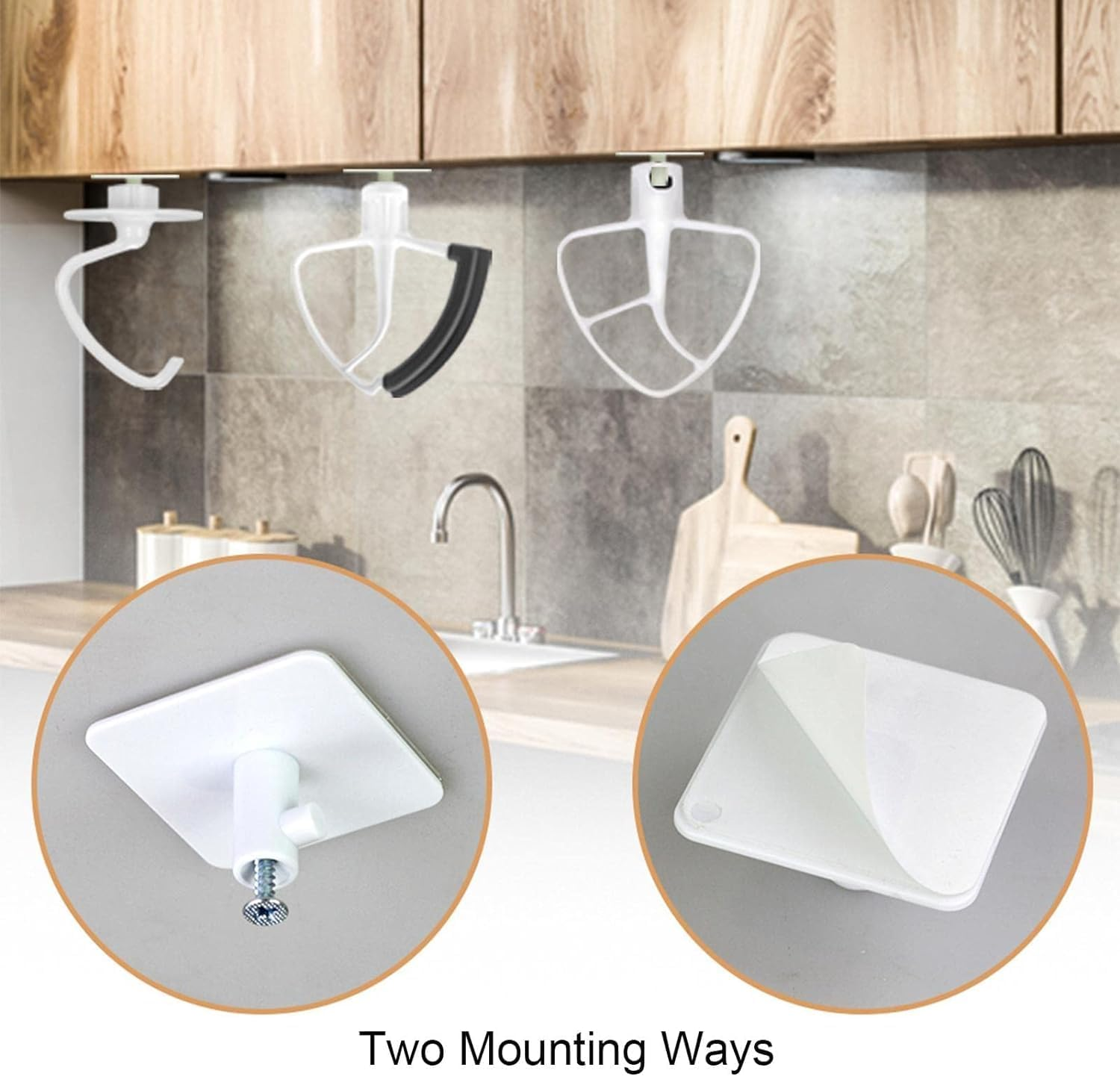 Mixer Attachment Holder, Kitchen Aid Mixer Attachment for Dough Hook, Kitchen Aid Mixer Accessory Stand Mixer Attachment Holder,Flat & Edge Beater, Wire Whip (Single) image number 3