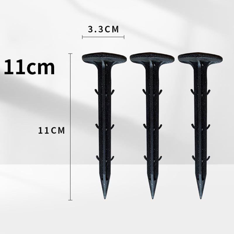 200X Grass Pegs Lawn Turf Weed Mat Plastic Pins Stakes Anchor Lawn Sod Fasten, 11Cm Black Plastic Stakes, Ideal for Garden and Turf Fastening image number 2