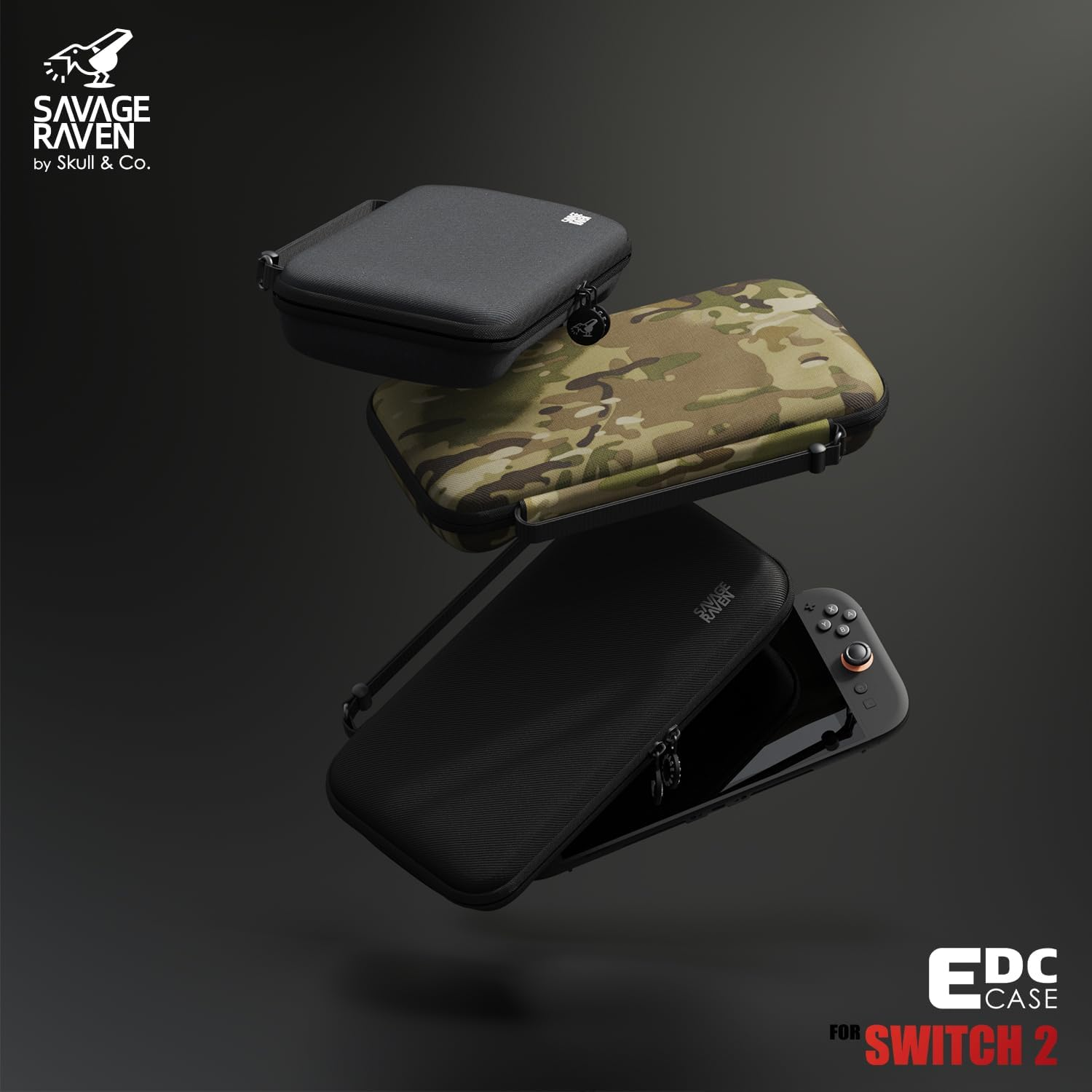 Savage Raven by Skull & Co. Every Day Slim Carrying Case for Nintendo Switch 2: Portable Hard Shell Protective Travel Case, Gaming Case, Console Protection Case, Accessories, Storage, Denim image number 4