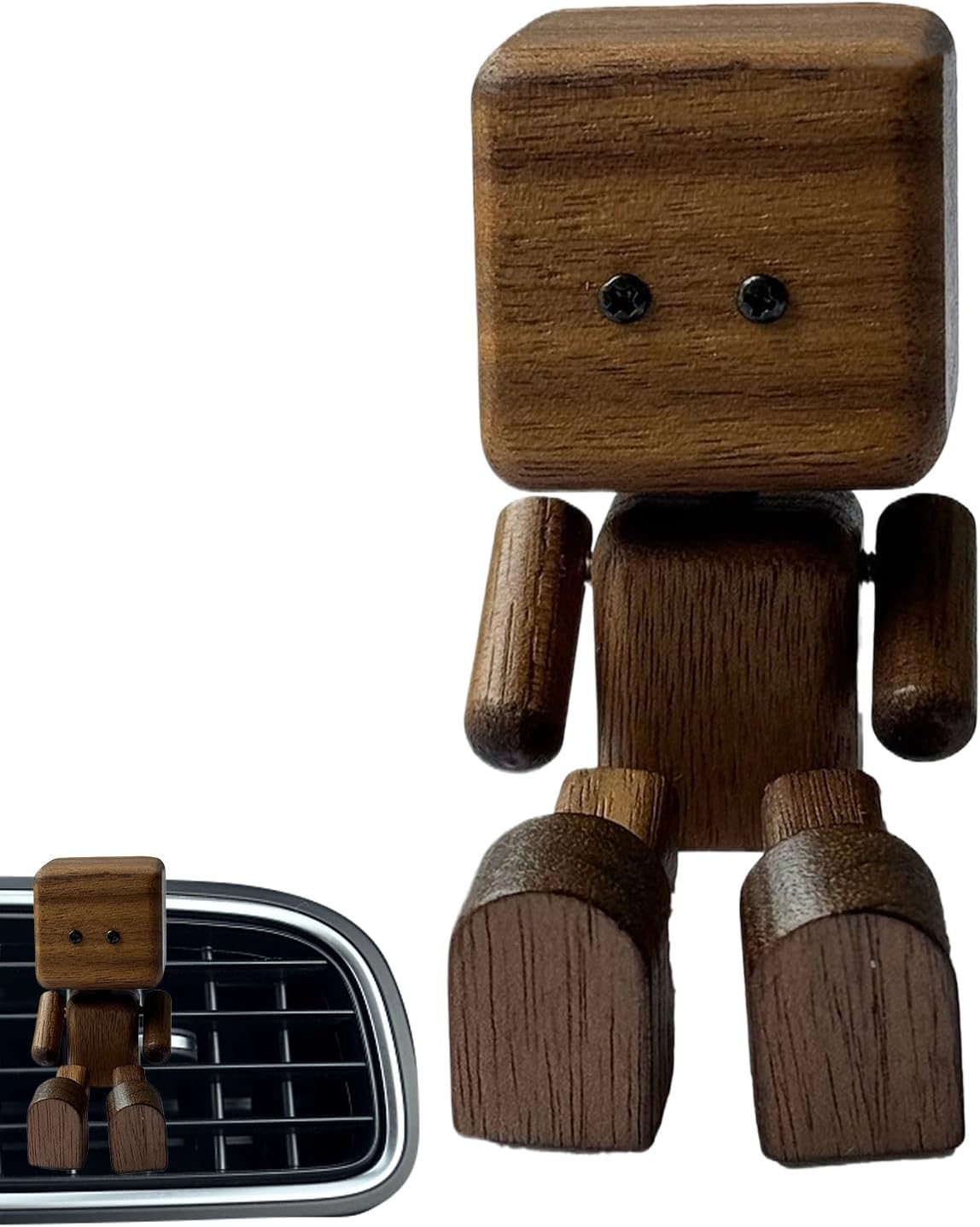 Wooden Shaking Man Figurine Car Ornament,Shaking Leg Car Decor,Wood Man Dashboard Bobble Figure,Handmade Magnetic Shake Feet Doll for Women Men Dad Father Husband Mother Friend - Covered Beech image number 3