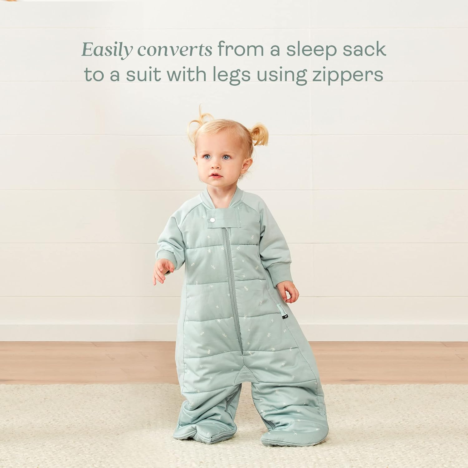 Ergopouch Sleep Suit Bag 2.5 TOG &ndash; 3-12 Months &ndash; Sage Print &ndash; 400-Thread-Count Organic Sheeting Material &ndash; Sleeping Bag & Suit in One &ndash; for Infants, Toddlers & Kids