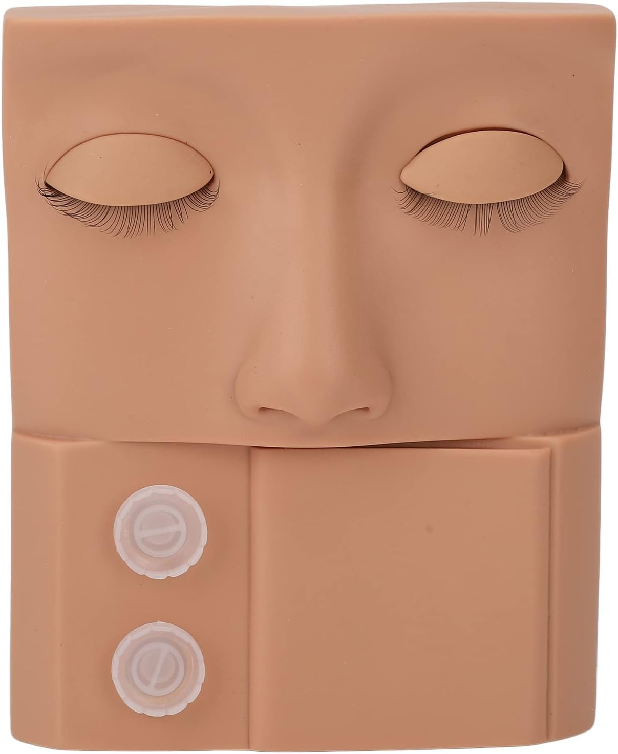 Lash Mannequin Head, 3 in 1 Eyelash Extension Mannequin Head with Lash Glue Rings Eyelash Extension Tray for Eyelid Eyelash Extension Practice Makeup Training, Soft Touch (Brown)