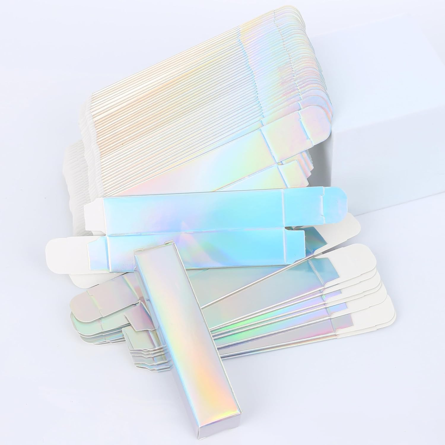 COSIDEA 50Pcs 23 * 23 * 103Mm Lip Gloss Craft Silver Paper Box Small Packing Boxes 350Gms for Pack Mascara image number 1