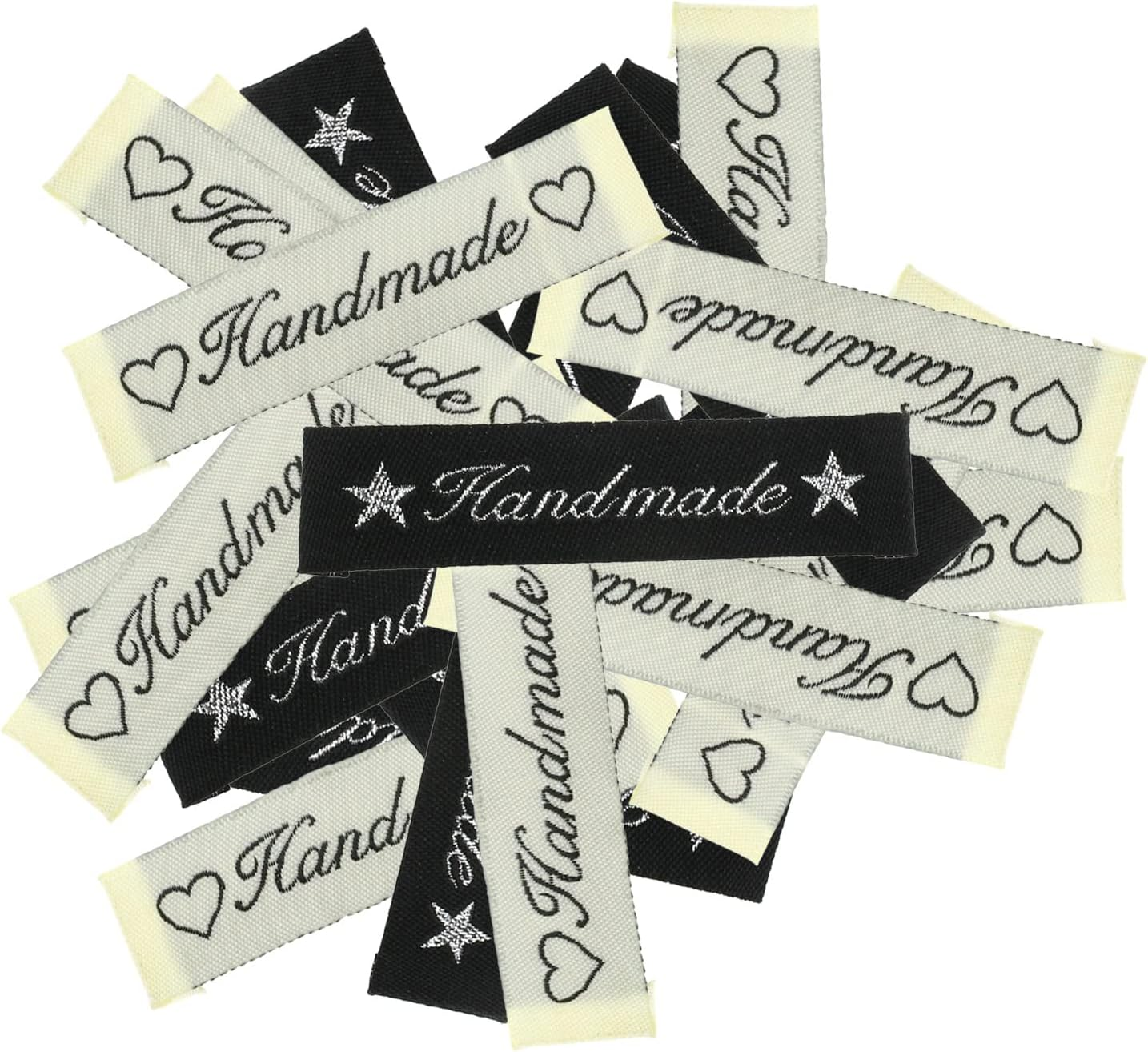 VGOL 200PCS Handmade Fabric Labels Garment Tags Sewing Clothes Textile Labels Handmade Clothing Decoration Accessories 60X15Mm