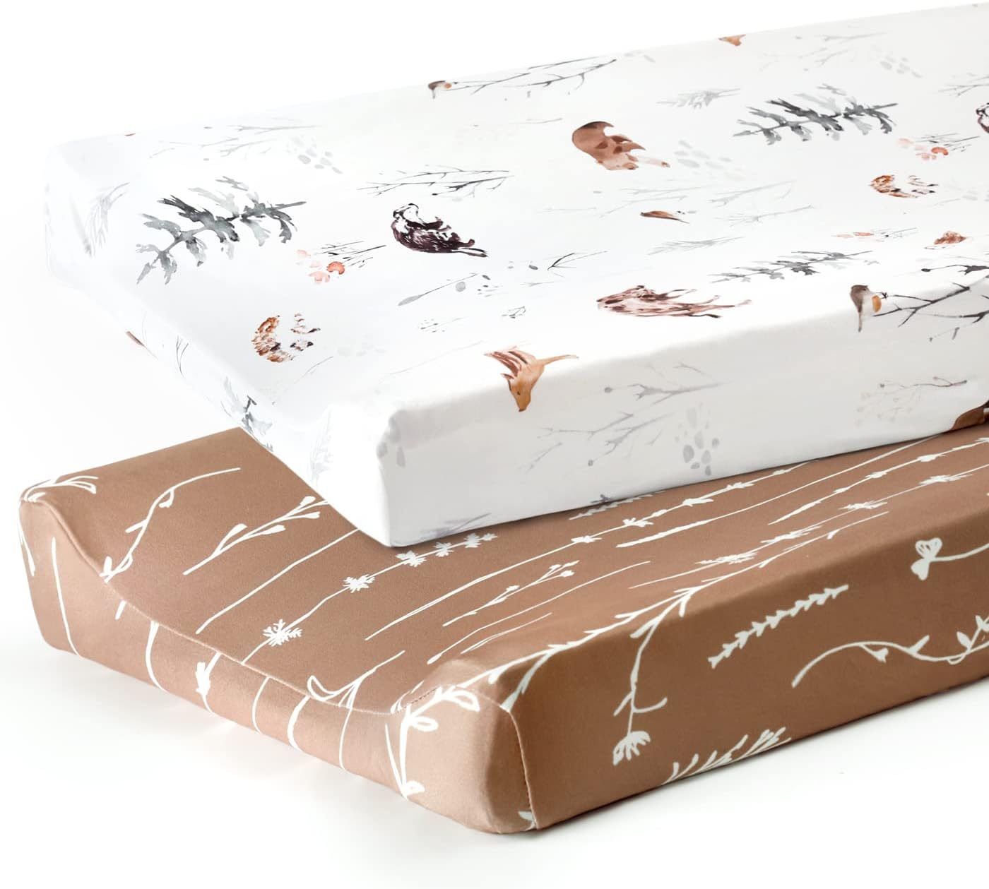 GRSSDER Stretch Ultra Soft Jersey Knit Changing Pad Cover Set 2 Pack, Change Table Pad Covers Fit 32"/34" X 16" Pads Safe and Snug, Pretty Pattern for Boys and Girls, Jungle Animals image number 6