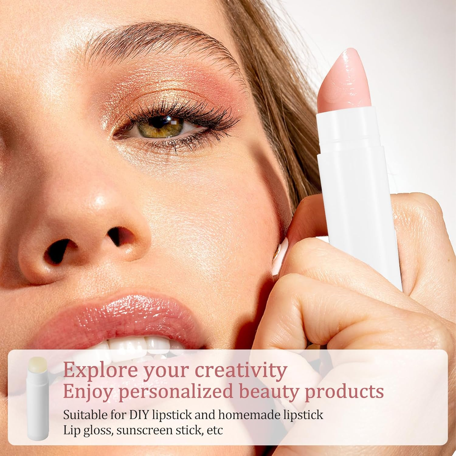 Awobepl Plastic Twist up Lip Balm Tube Compact Multipurpose Empty Lipstick Tube with Filling Tray Spatula for DIY Solid Perfume (Pink White)