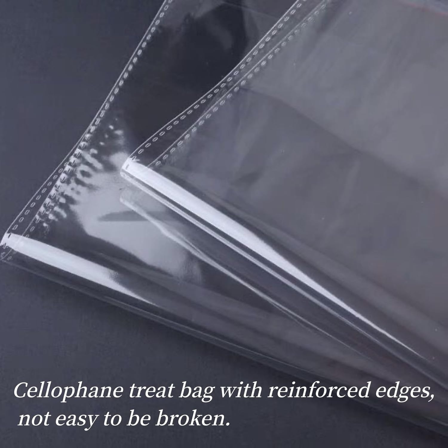 MAIHUO 100 Pack Cellophane Bags Large,With 100 Pcs Blue Pull Bows Ties and 100 Pcs 8Cm Gold Twist Ties,Cellophane Bags (18X28Cm) image number 2