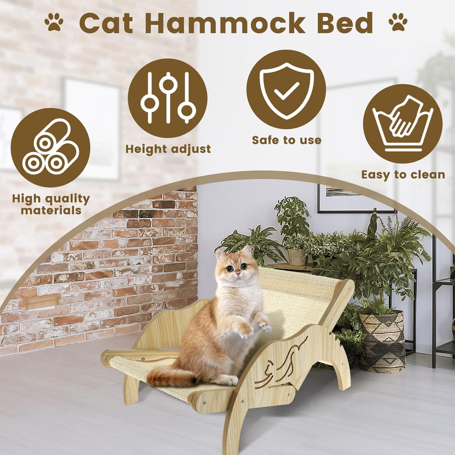 Cat Bed,Pet Hammock Bed,Cat Bed Hammock,Cat Hammock Chair,Cat Scratcher Lounger Bed,Cat Chair Bed,Cat Sisal Lounge Chair,Cat Scratching Chair,Cat Lounge Chair for Cats Beach Home Indoors Outdoors image number 5