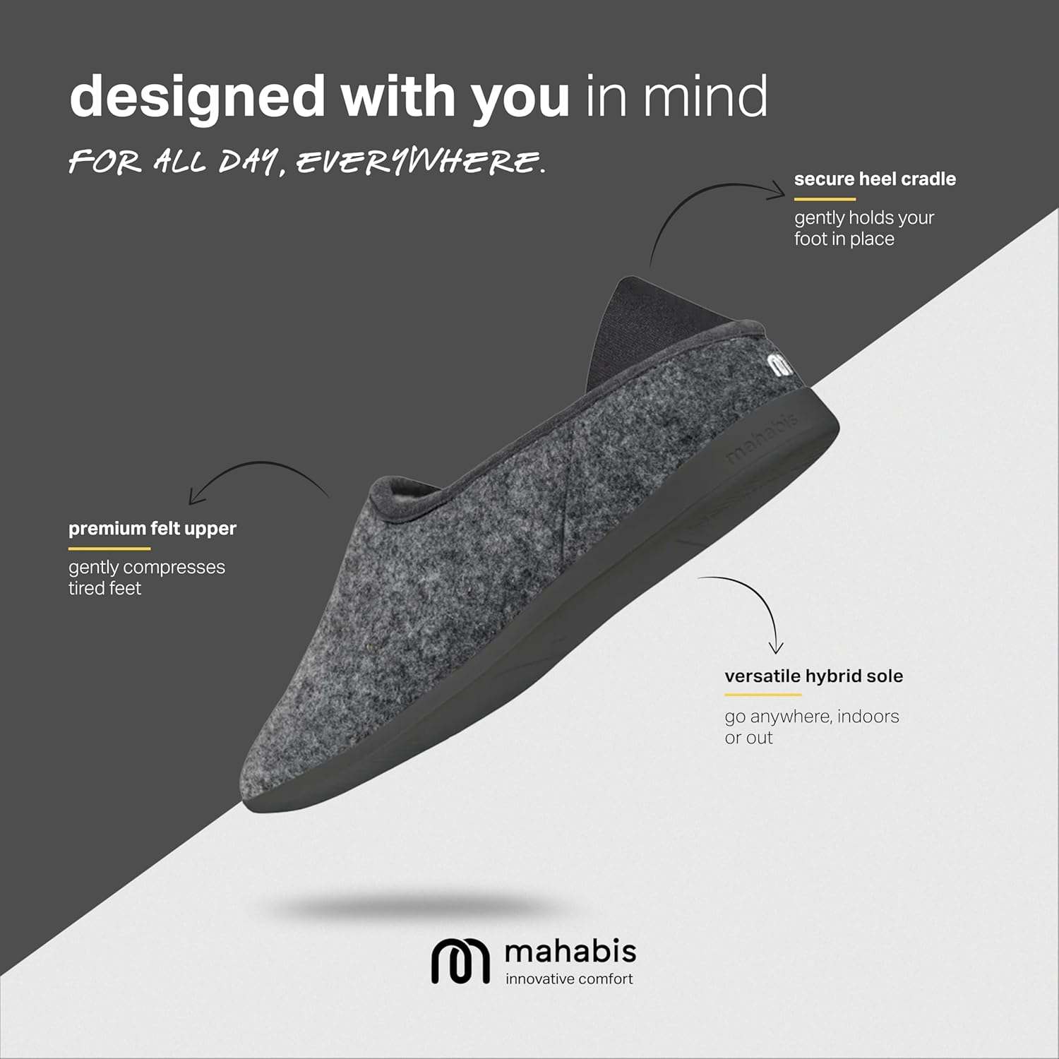 Mahabis | Unisex Slippers | Classic Collection | Premium Comfort with Refined Design & Support | Supreme Wearability & Heat Controlled | 100% Wool Lining image number 7
