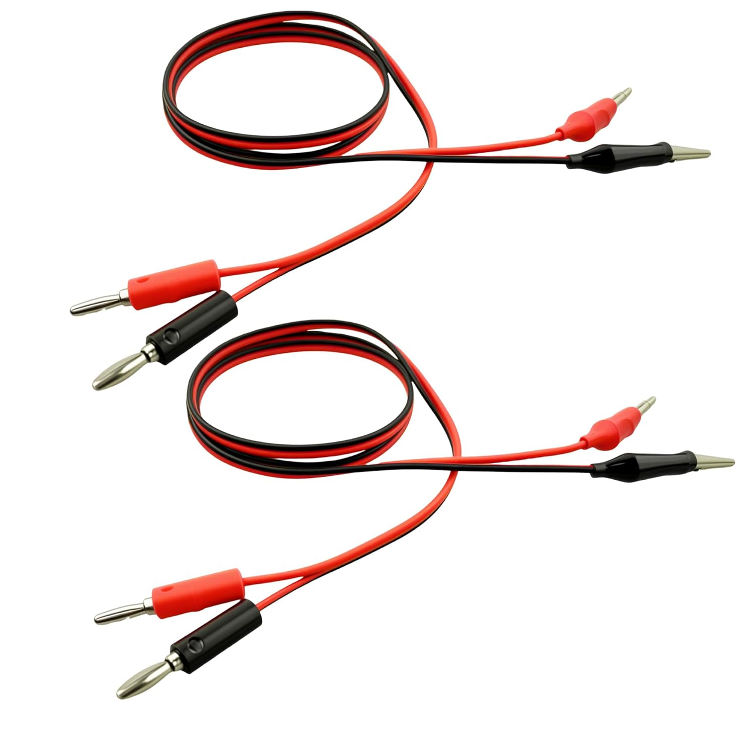 EFGTEK 2 Pack Banana Plug to Alligator Clip Test Electrical Lead Cable Line Wire,4Mm Banana Plug for Multi-Meter,Electrical Test Jumper Wire (100Cm) image number 1