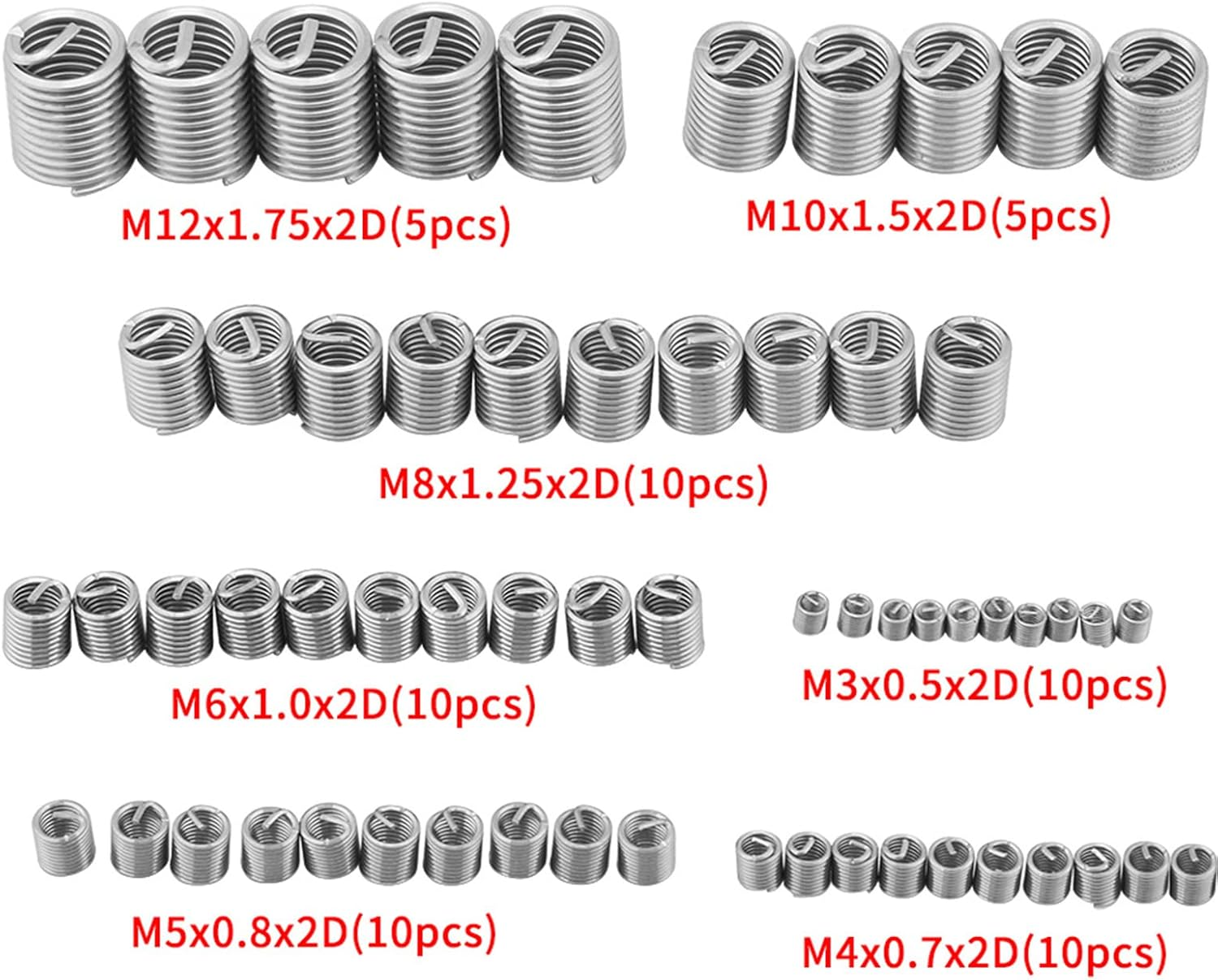 60Pcs Stainless Steel Thread Repair Kit Increase Connection Strength Eliminate Deviation Wear for Aircraft M3-M12 image number 3