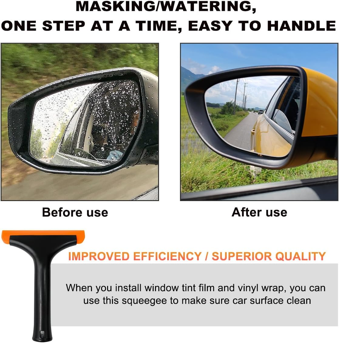 Small Silicone Window Squeegee, 5.9 Inch Car Windshield Water Blade Squeegee with Non-Slip Handle, All-Purpose Cleaning Squeegee for Car Windshield, Window, Mirror (Black)