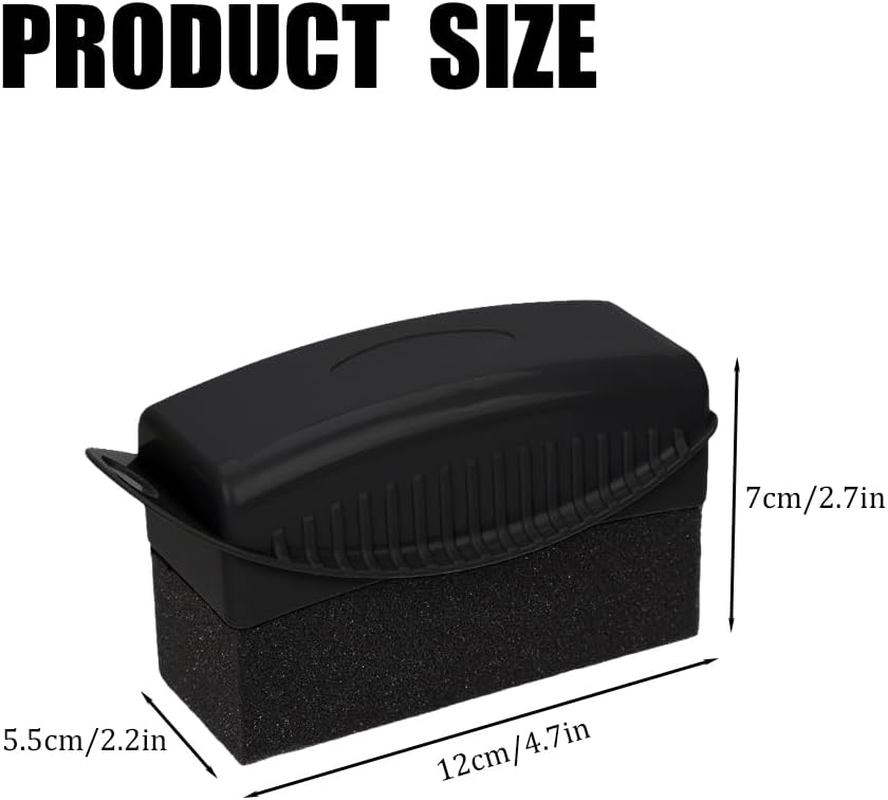 2 Pcs Tire Shine Applicators, Reusable Tire Dressing Applicator Pads with Ergonomic Rectangular Case, Auto Detailing Wheel Cleaner Tire Sponge Brush for Car Cleaning Supplies (Black) image number 3
