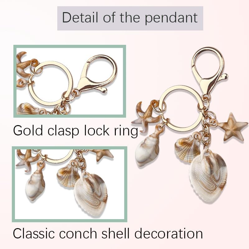 Ocean Starfish Keychain - Seashell Accessories for Girls & Women - Themed Gifts for Adults & Kids - Handbag, Purse, Wallet image number 6