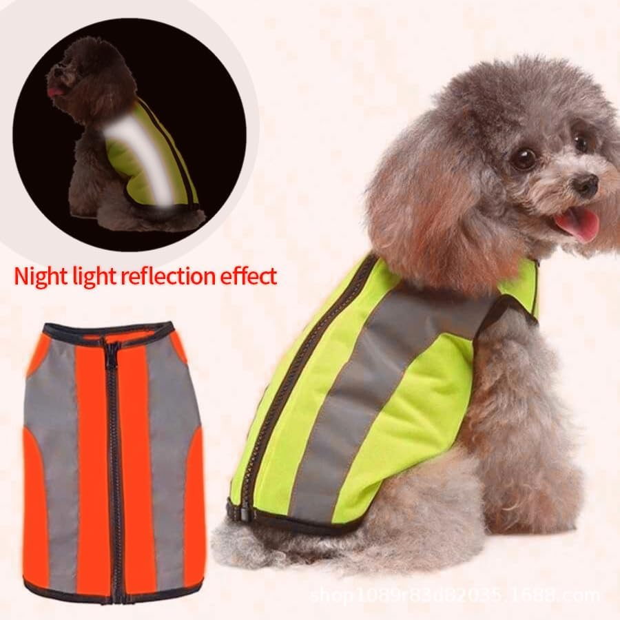 Dog Reflective Vest 1Pcs Pet Night Safety Clothing Glowing Jacket, Reflective Glowing Dog Vest Adjustable Soft Padded Vest Zipper Suit for Small, Medium, Large Dogs (Yellow, L) image number 6