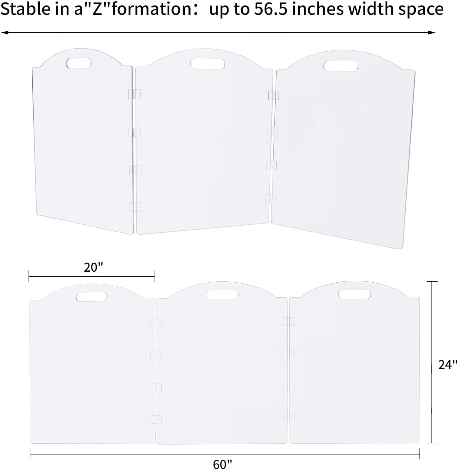 QYINXIU Acrylic Dog Playpen, 3 Panels Foldable Clear Dog Gate Indoor with Handles, Free-Standing Pet Fence for Doorways Dog Pen for Medium Dogs Puppy Cat Rabbit Accessories-60X24Inch image number 3