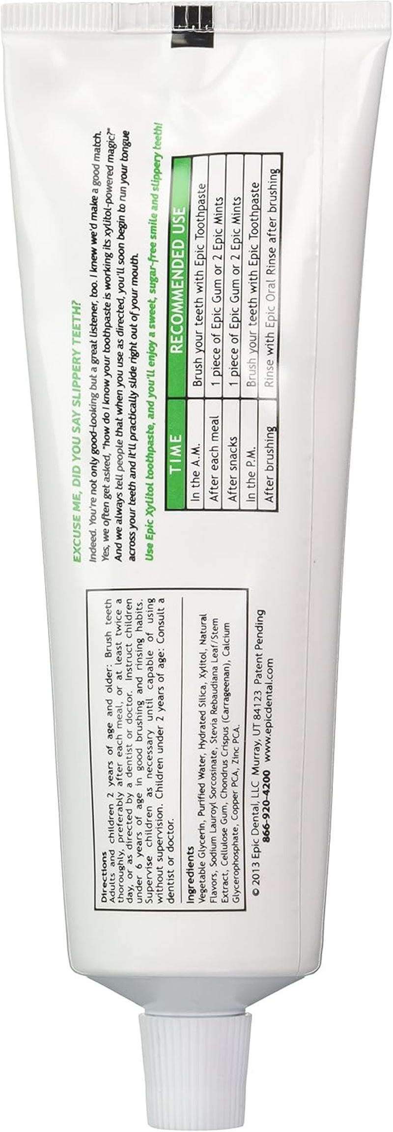 Epic Dental - Xylitol Sweetened Toothpaste Fluoride-Free Spearmint - 4.9 Oz.