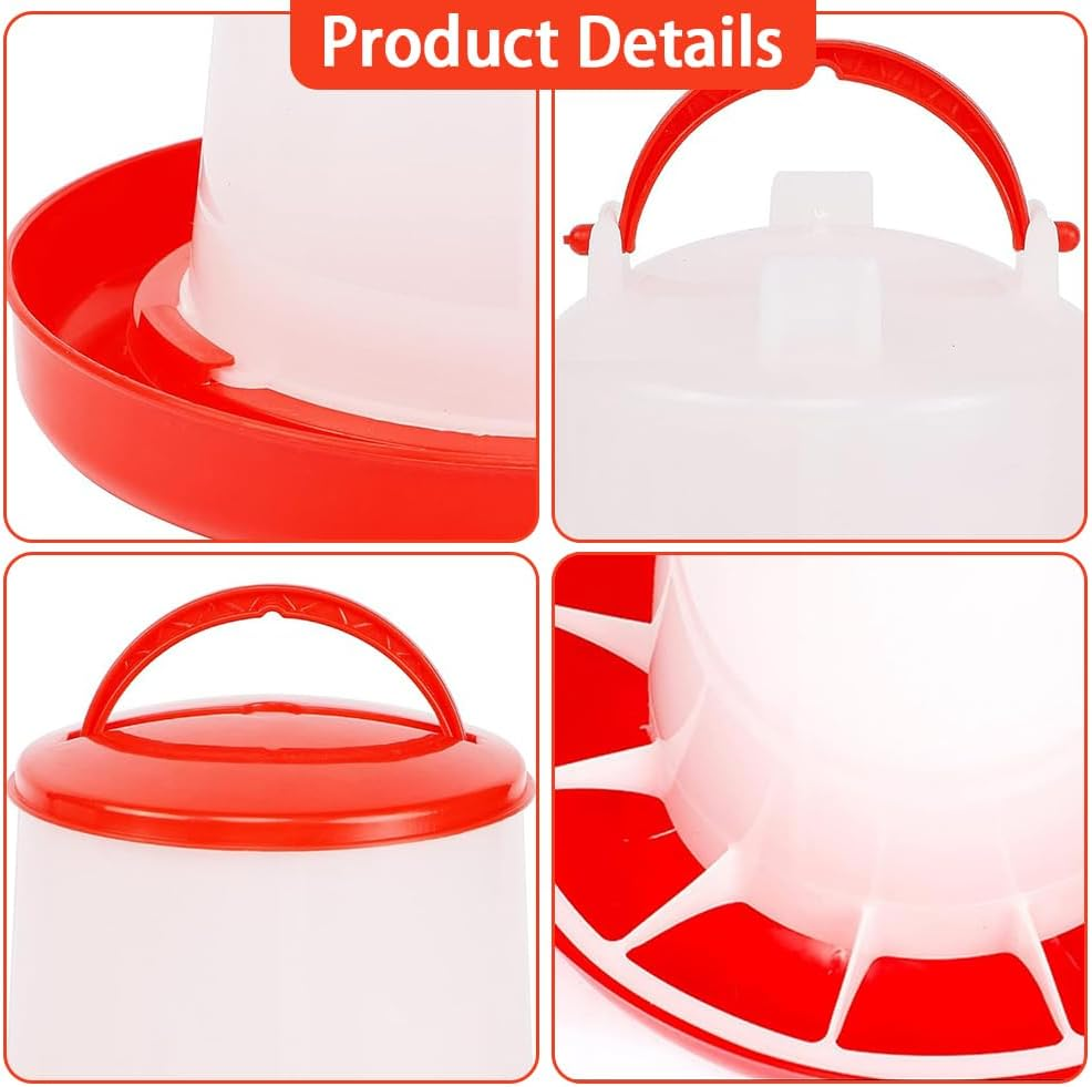 Chick Feeder Kit,Chicken Water Fountain,Feeding Container with Carrying Handle,Poultry Feeding Equipment Set,Chick Brooder Starter,For Baby Chicken,Duck Brooder image number 3