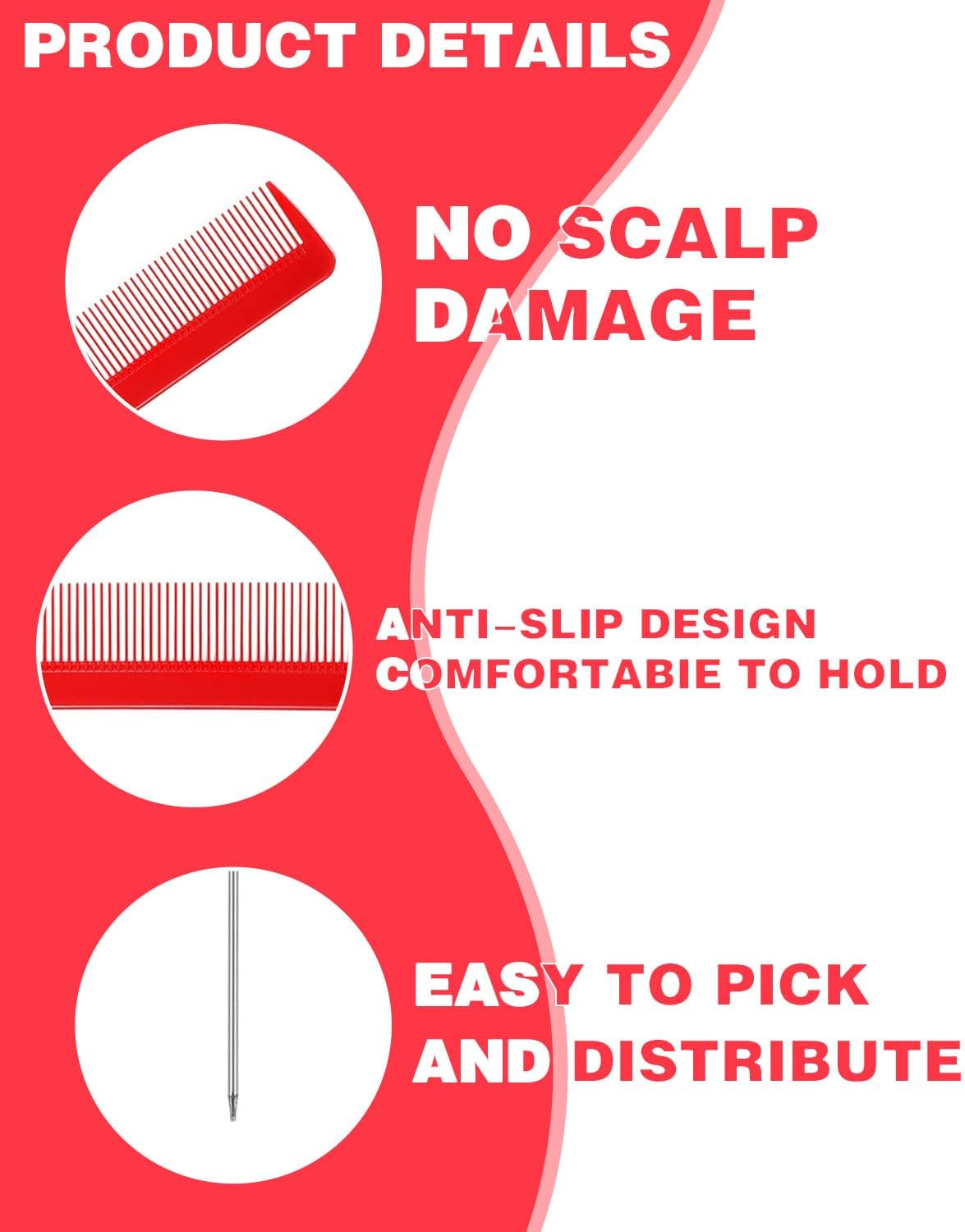 TPZORJX 37 Pieces Manual Hair Rollers Self-Adhesive for Salon, Hairdressing Salon, Rat Tail Comb, DIY Curling Iron with Steel Pin Pointed Tail Comb image number 2