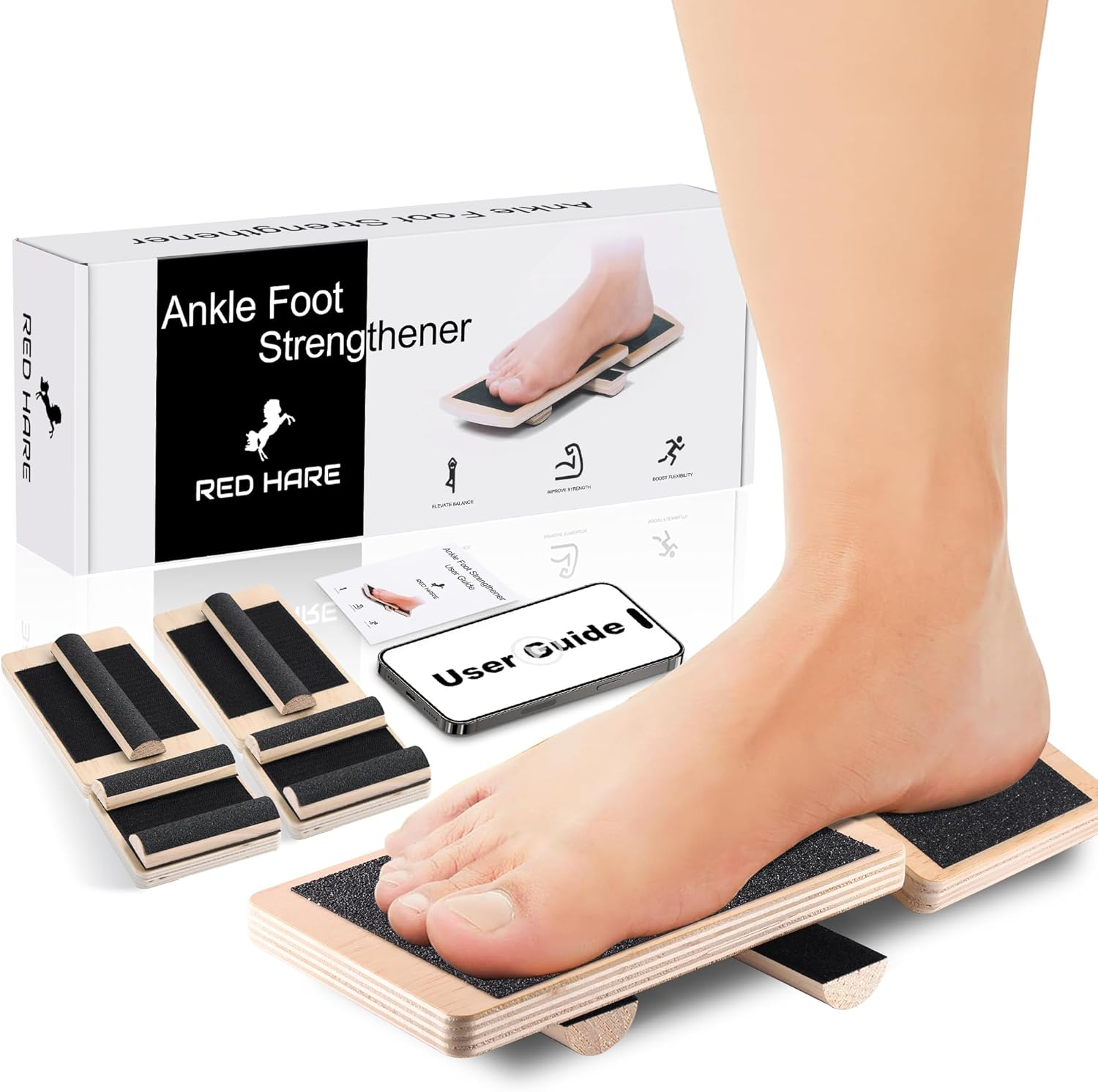 Adjustable Ankle Balance Board with 2 Sidekick Ankle Boards and 6 Balance Bars, Versatile Ankle Strengthener for Stability, Rehab & Pain Relief