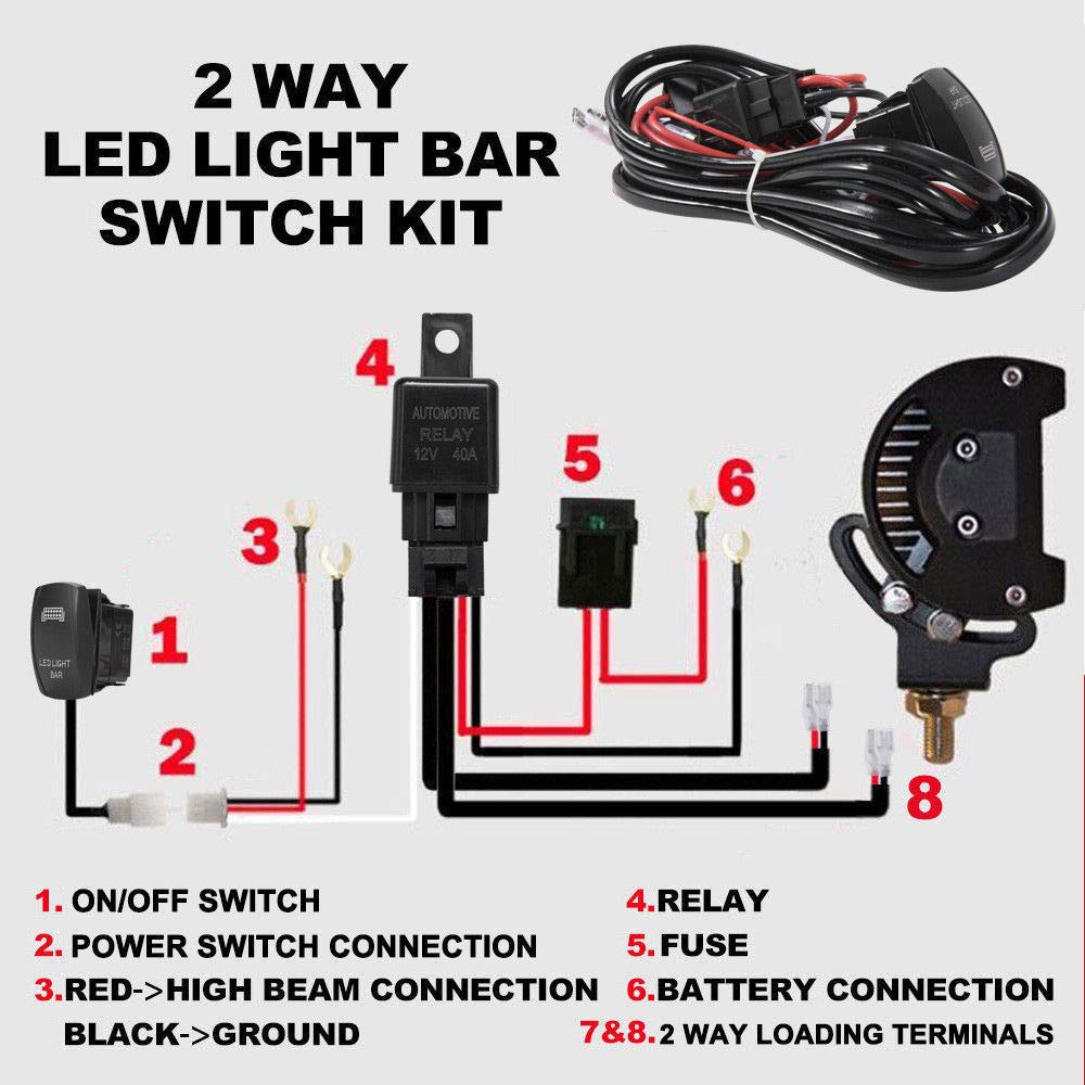LIGHTFOX LED Wiring Loom Harness Kit W/Rocker Switch Driving Light Bar 12V 40A Relay 1 Year Warranty image number 2