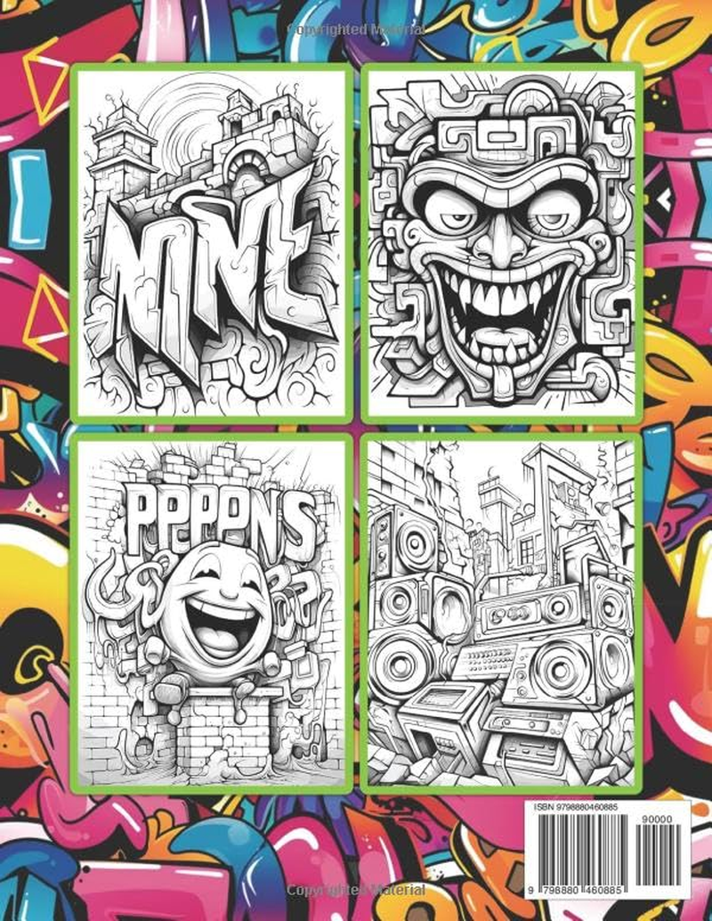Graffiti Coloring Book: 50 Original Street Art Drawings, Graffiti Letters, Fonts, Characters, and Much More for Adults and Teens