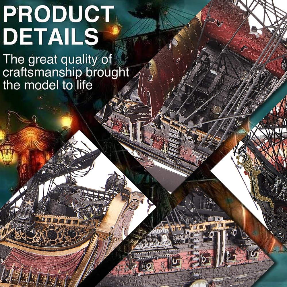 Piececool 3D Metal Puzzles the Queen Anne'S Revenge Pirate Ship DIY Jigsaw Assembly Model Kits for Adult image number 3