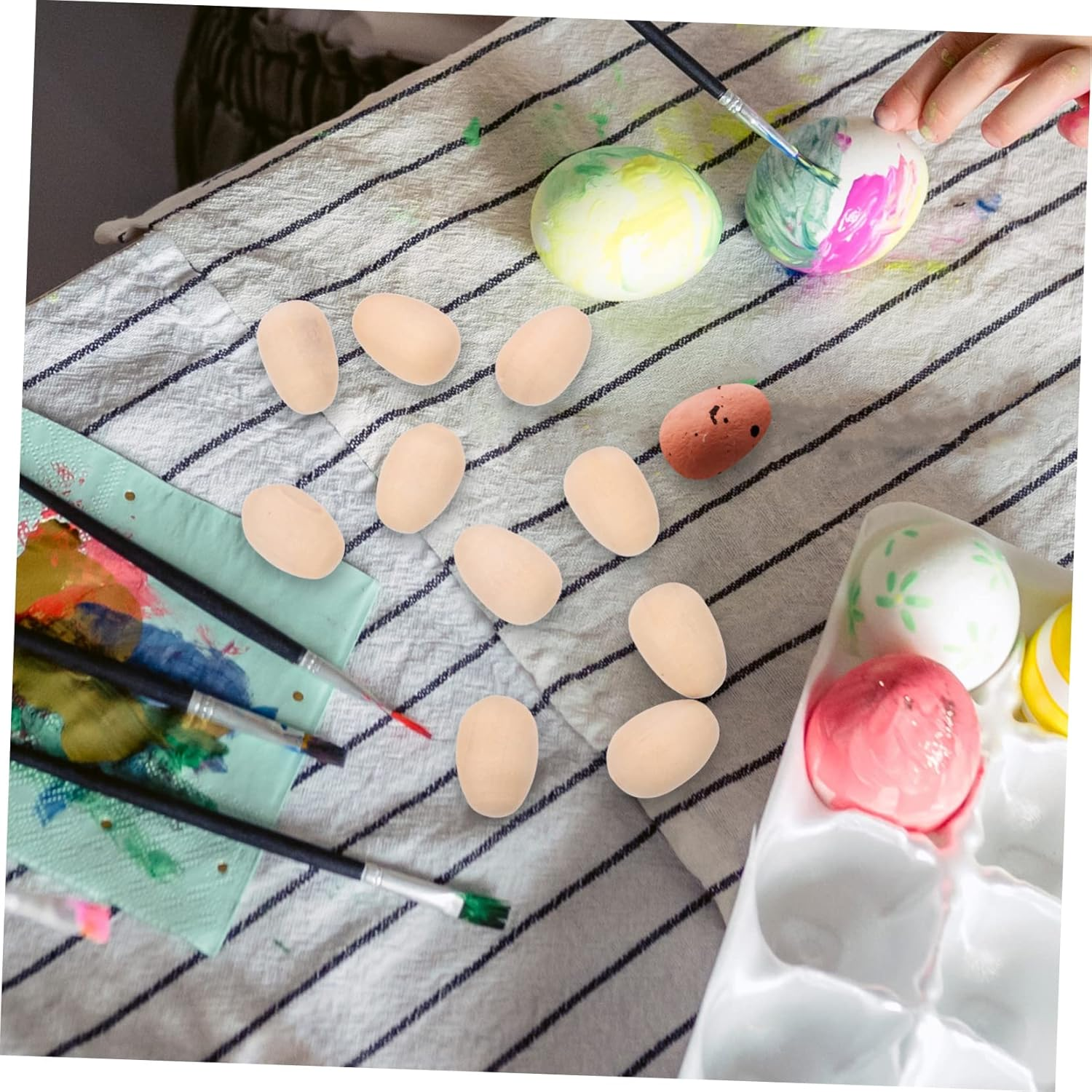 100Pcs Wooden Fake Eggs Easter Decorations Simulation Holder for Party image number 2