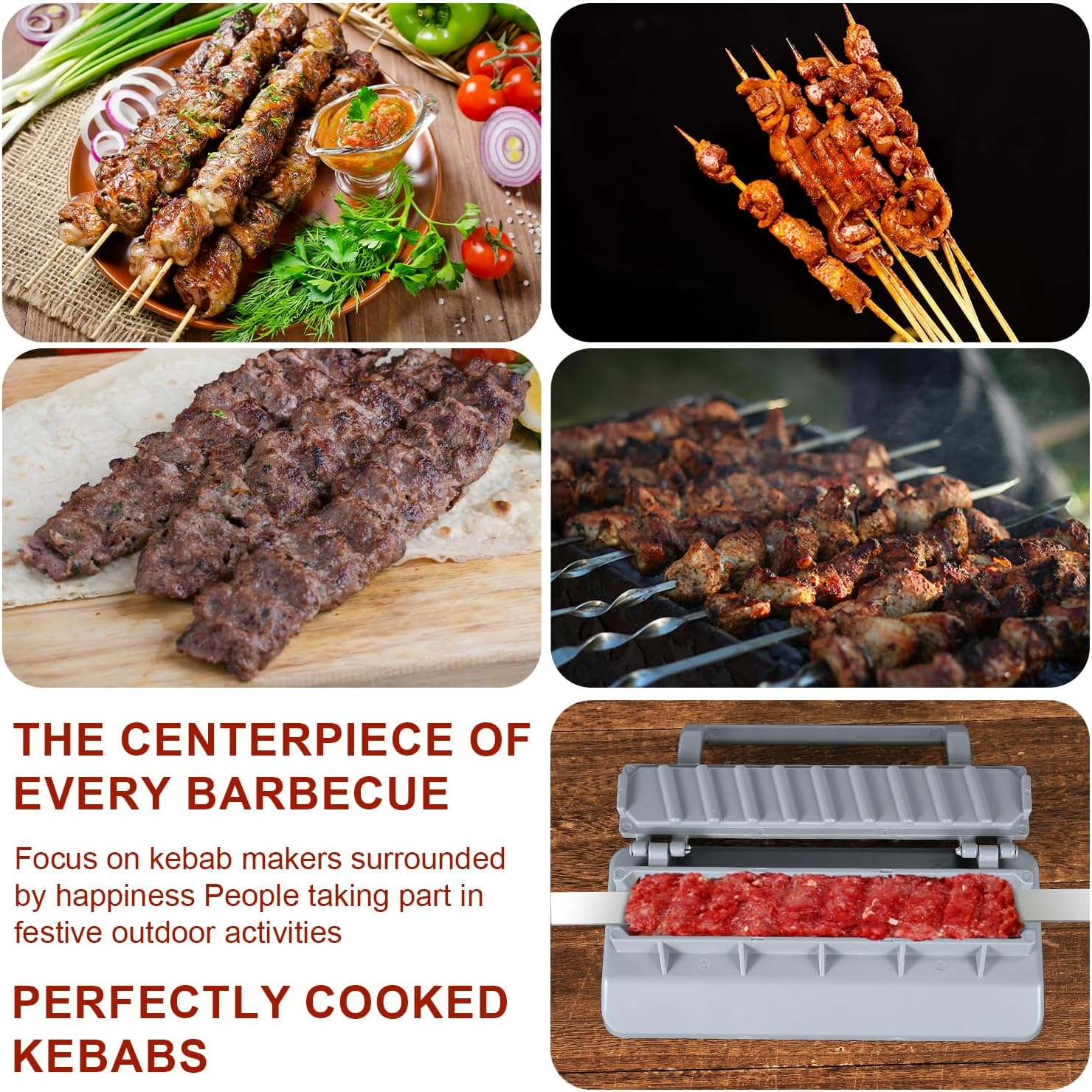 Kebab Maker, Easy Kebab Maker Press Kebab Press Machine Barbecue Skewer Maker Grill Reusable Manual BBQ Kabob Mould Utensils for Handmade Kebab Barbecue Party image number 4