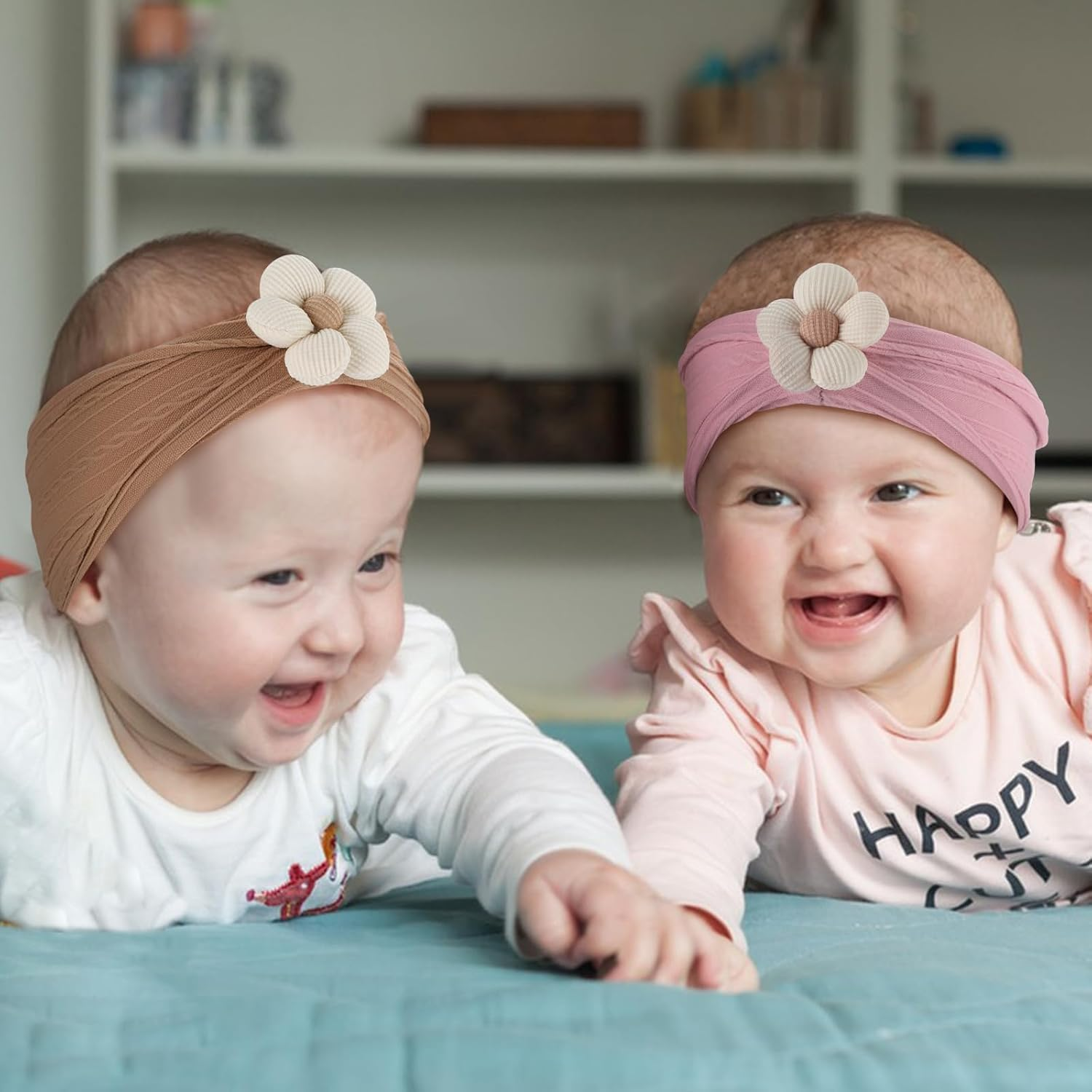 5 Pcs Baby Flower Headbands, Soft Nylon Baby Girl Headbands Flower Hair Accessories for Newborns Infant Toddler image number 2