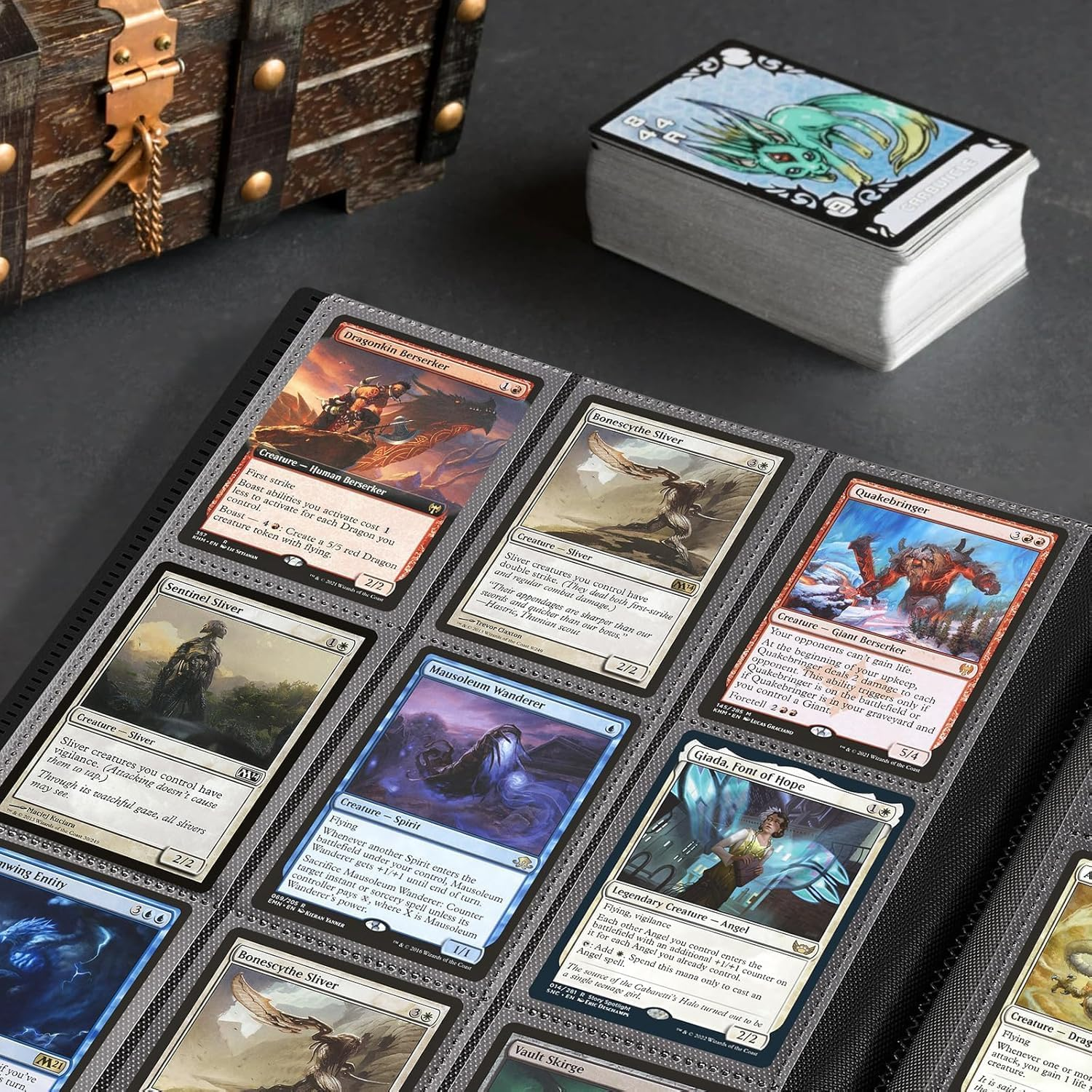 Mumoo Bear 9 Pocket 396 Cards Holder Album Card Binder, Premium Trading Card Binder, Double Sided Pocket PU Collection Binder, Collector Album, Card Folder for MTG, TCG, Sports Cards Pockets (Black) image number 5