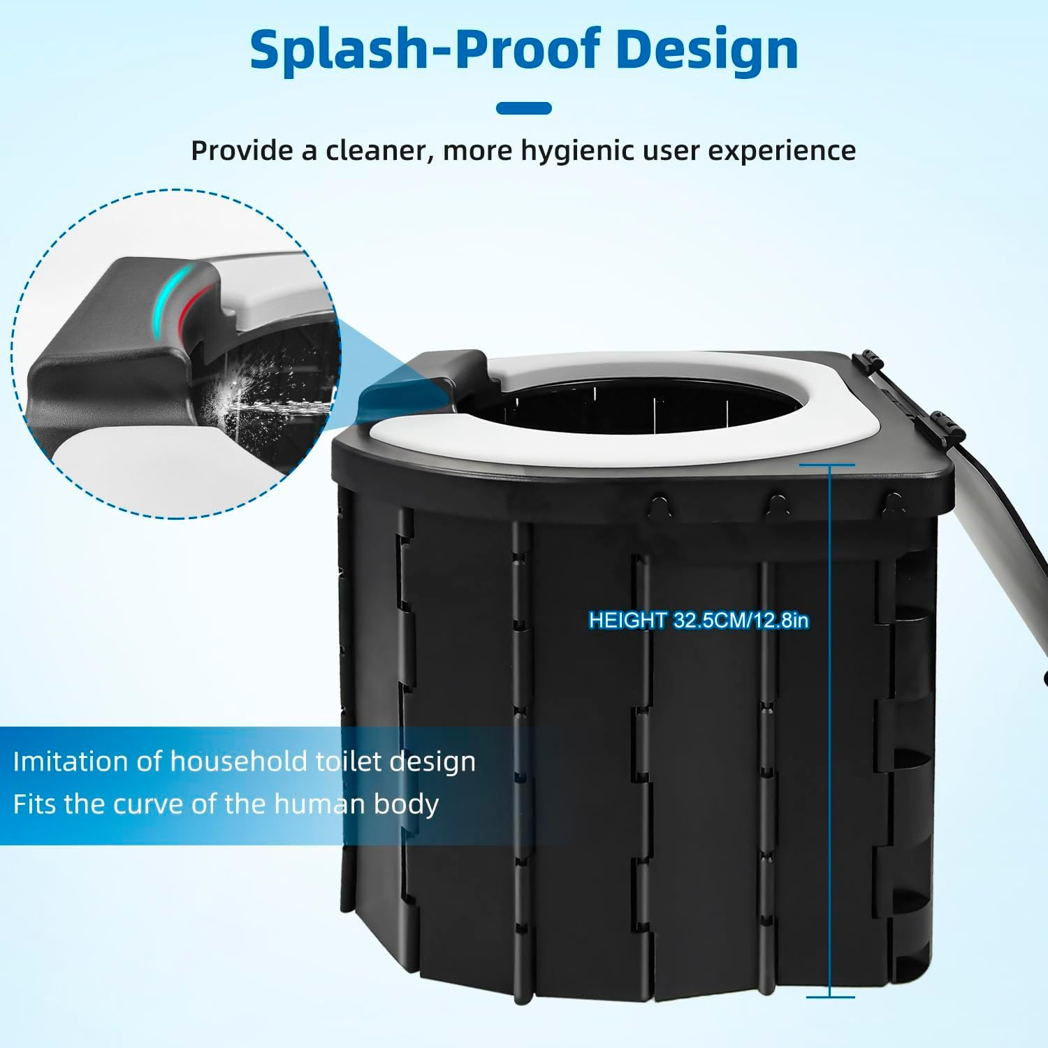 Portable Folding Toilet for Camping and Travel - Porta Potty with Lid for Adults - Commode Bucket for Indoor, Outdoor and Emergency Use image number 5