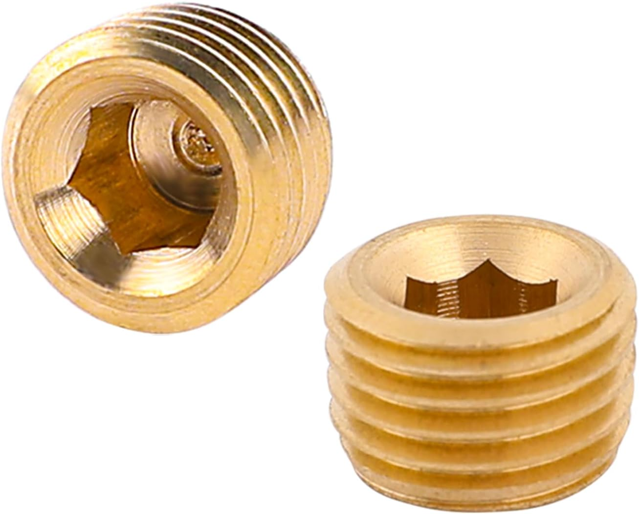 10 PCS 1/4" NPT Male Pipe Plug Fitting Set Brass Hex Counter Sunk Plugs for Closing the End of Pipe, Internal Hex Socket Thread Plug Kit image number 4