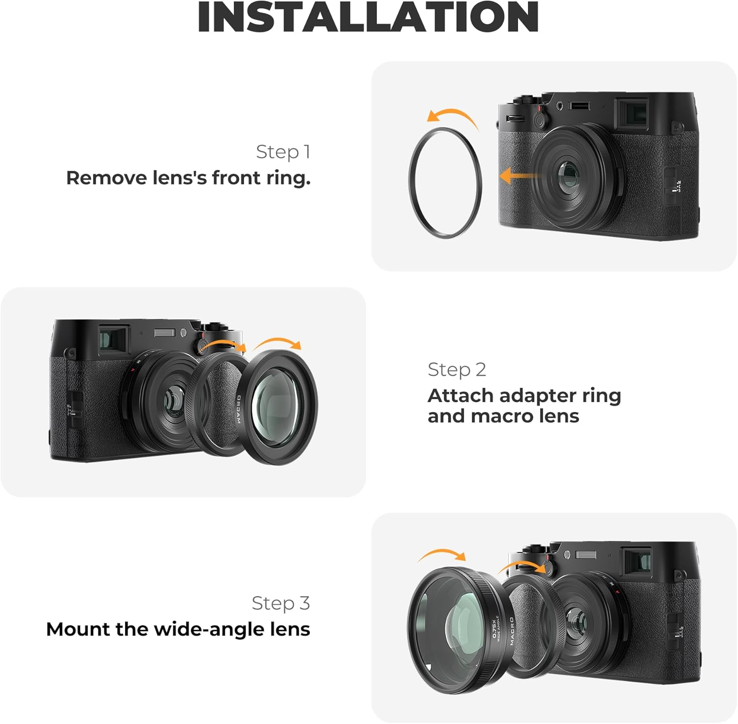 Freewell 2-In-1 Wide Angle & Macro Lens Compatible with Fuji X100VI/X100V &ndash; Versatile Design & Enhanced Magnification-Black image number 5