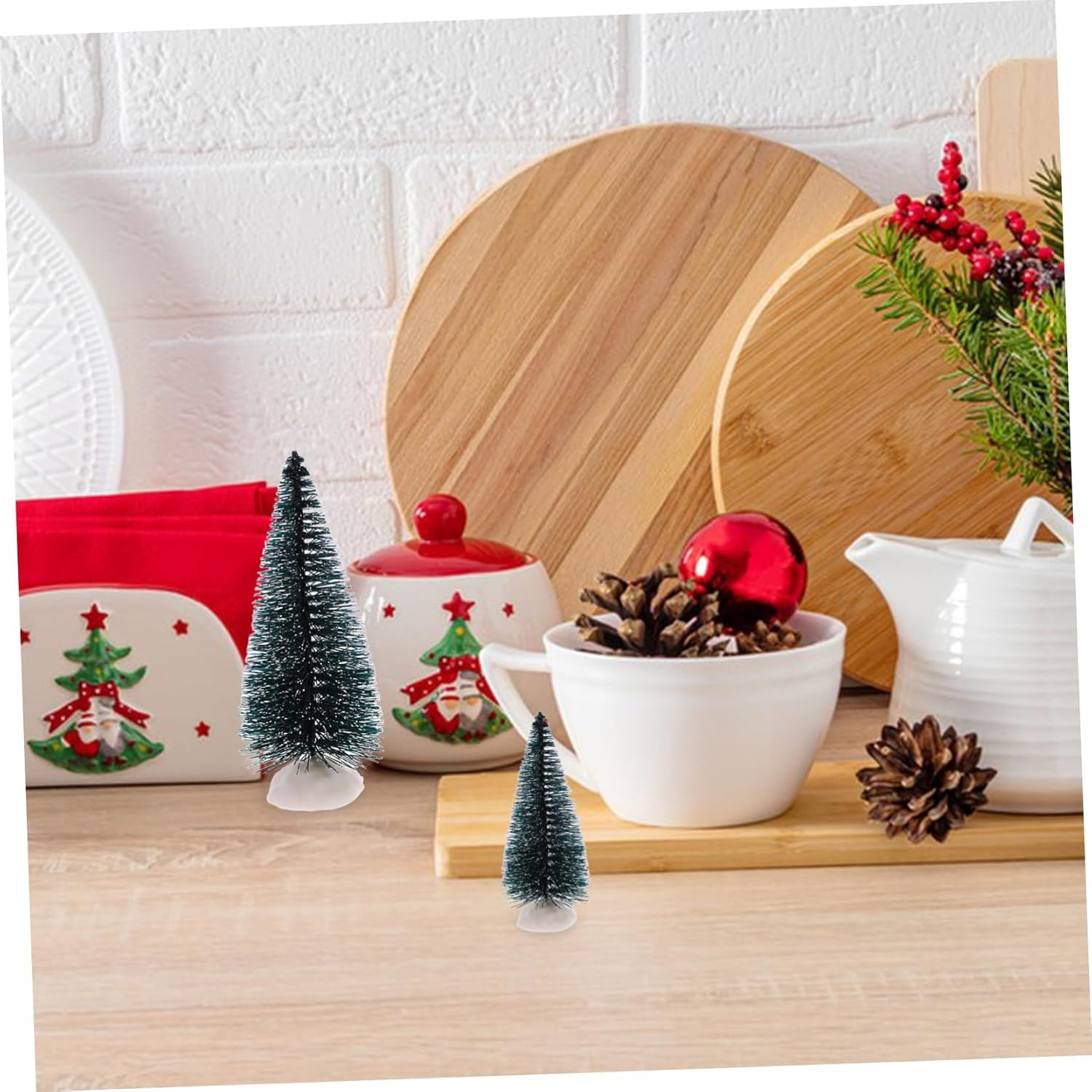 10Pcs Miniature Christmas Tree Ornaments Mini Christmas Tree Decoration for Desktop Favor and Indoor Festival Scene Decor image number 2