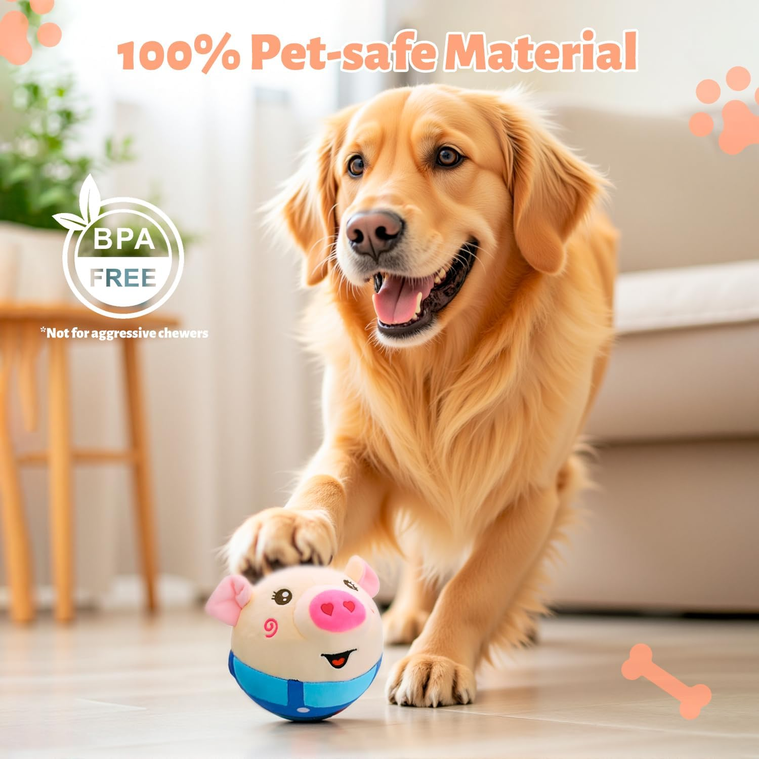 LOVELEDI Interactive Dog Toy Pig - Jumping Squeaky Dog Toys with Recording and Music Modes, Rechargeable Durable Motion Activated Automatic Rolling Ball For/Small/Medium/Large Dogs Indoor & Outdoor image number 6