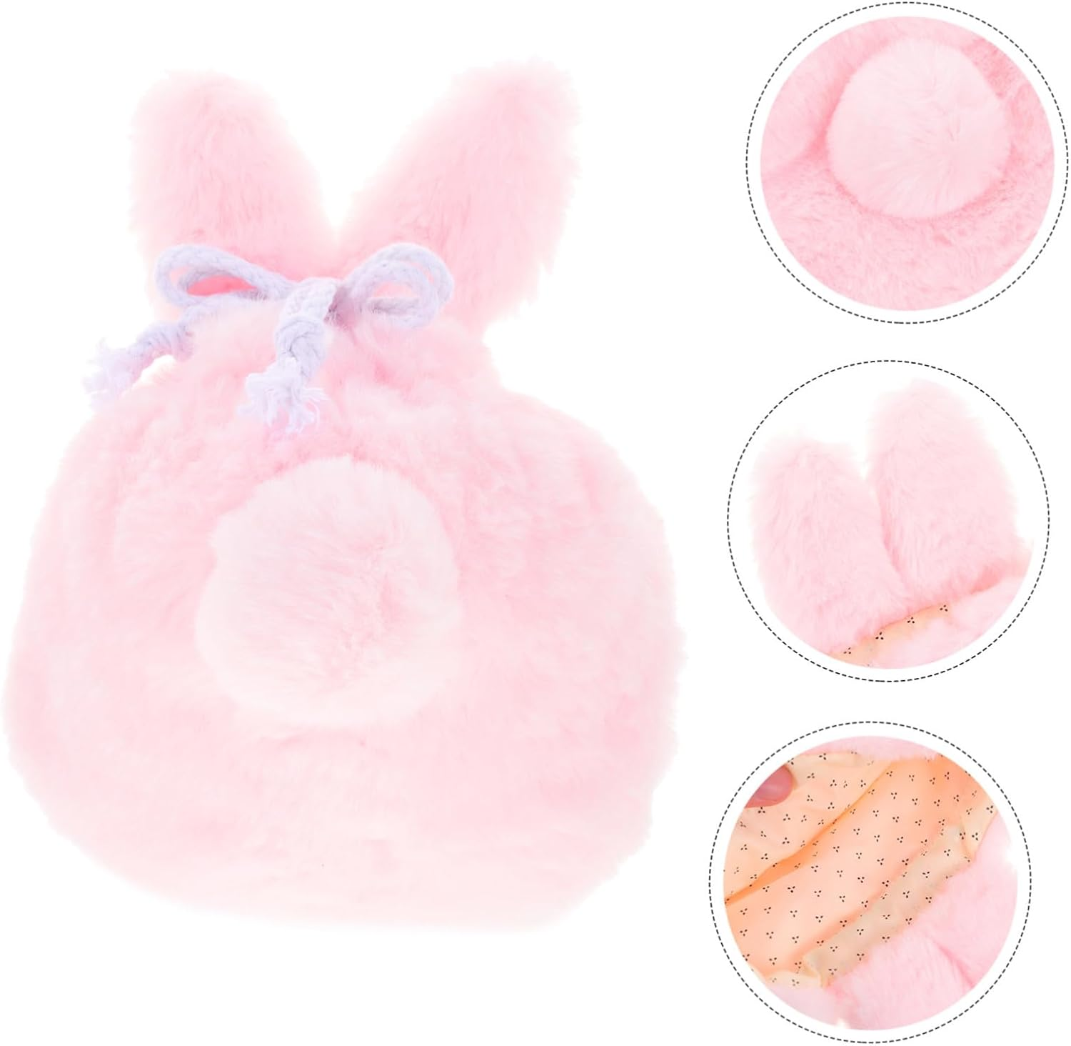 CTIRCHIU Plush Drawstring Cosmetic Bag Cute Bunny Toiletry Organizer Portable Makeup Pouch for Travel Outdoor Fitness Storage with Tear Resistant image number 5