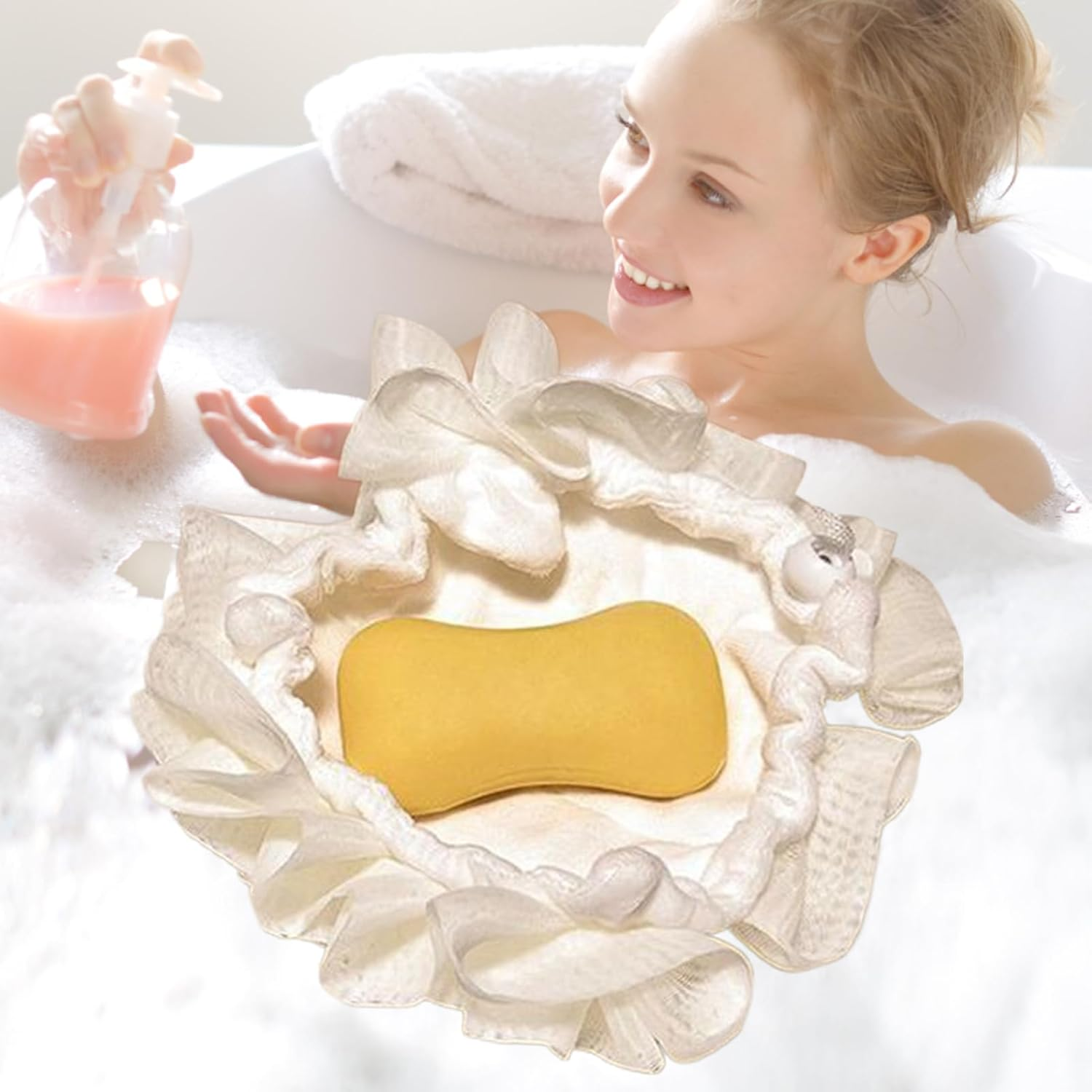 Furtryvl Body Loofah - 2 in 1 Body Sponge | with Soap Pouch, Multifunctional Bathroom Accessories for Skin Care Daily Use Travel Spa image number 2