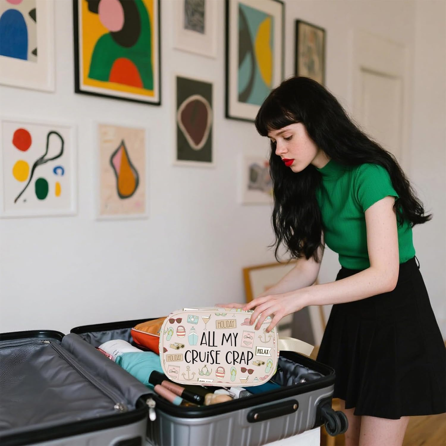 Cruise Vacation Clear Makeup Bag All My Cruise Crap Clear Travel Toiletry Bag Summer Beach Life Gift Family Vacation Cruise, Crap C-Makeup, Clear Makeup Bag