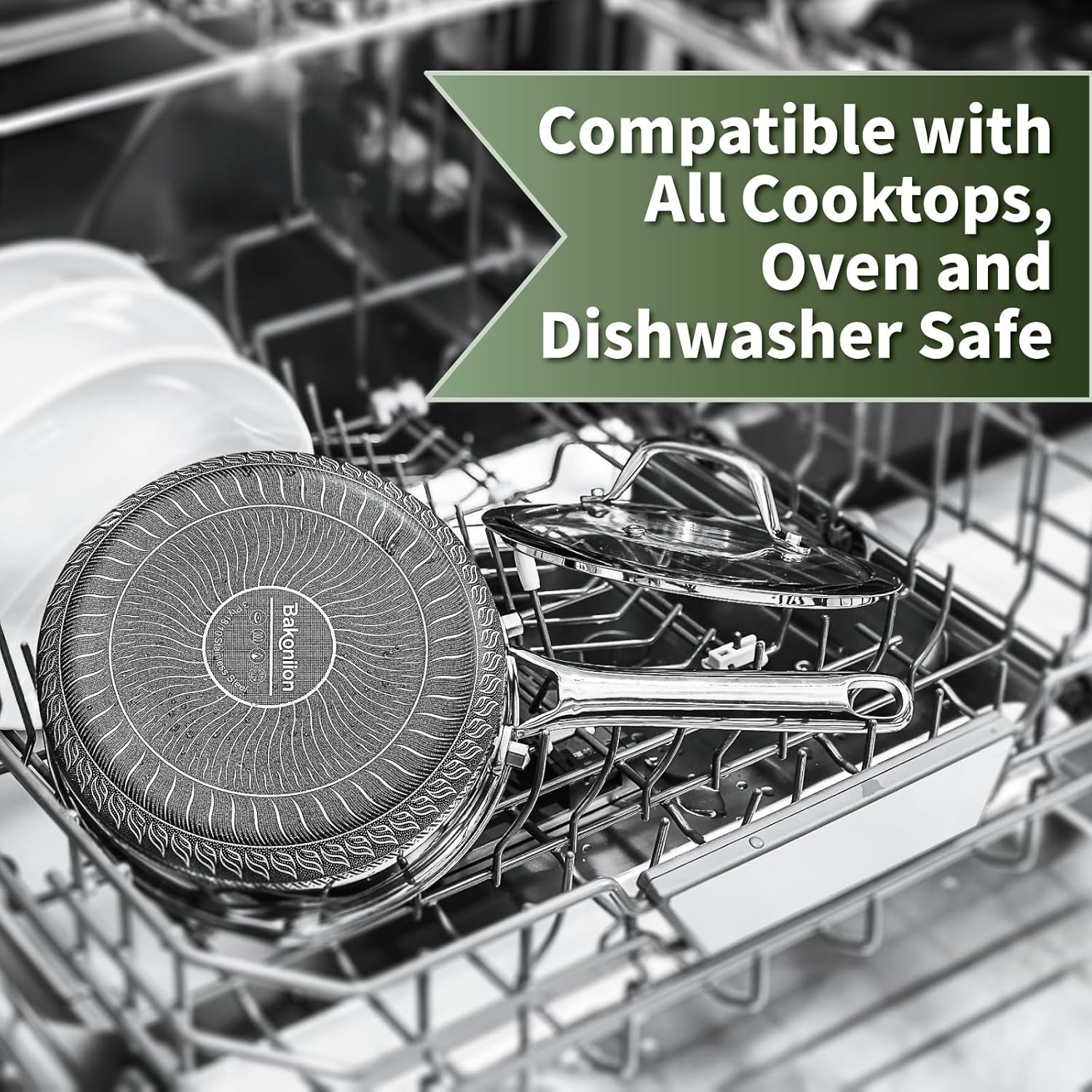 Bakoniion Hybrid Nonstick Saucepan Set of 2 with Lids 16Cm and 20Cm, Stainless Steel Honeycomb Pans with Side Pour Spouts,Compatible with All Cooktops,Dishwasher and Oven Safe image number 6