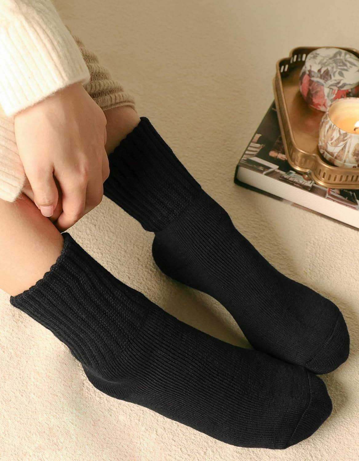CLOSEMATE Womens Thick Full Cushioned Thermal Warm Boot Socks for Winter 3 Pairs image number 2