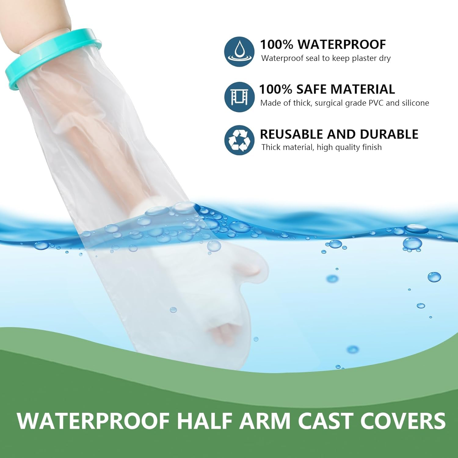 Universal Waterproof Arm Cast Cover for Adults - Reusable & Comfortable Protector for Shower or Rainy Days image number 4